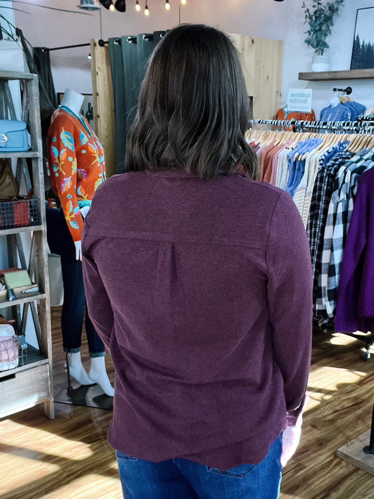Burgundy Solid Flannel Shirt