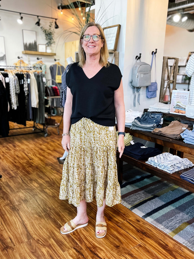 Mustard & Beige Botanical Skirt