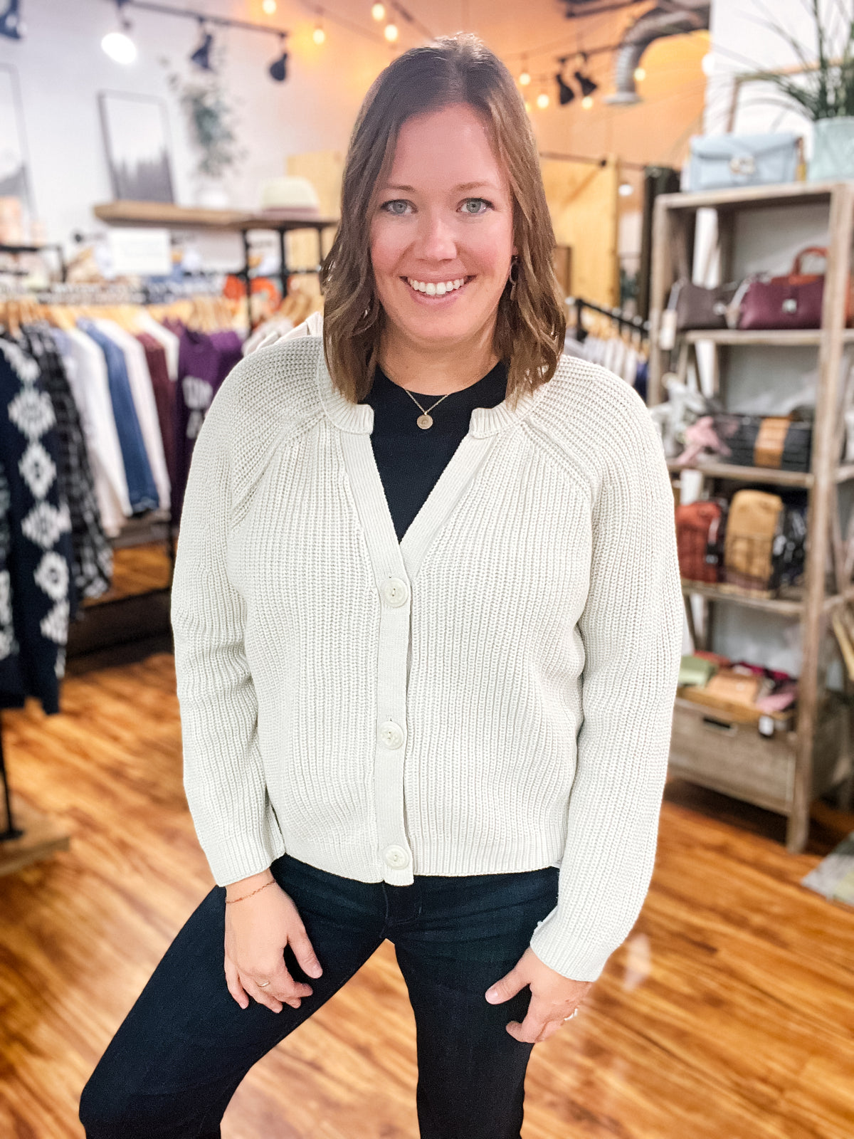 Dove Cropped Cable Knit Cardigan