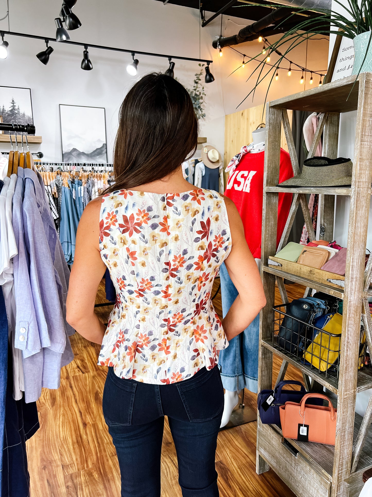 Fall Colors Flower Peplum Top