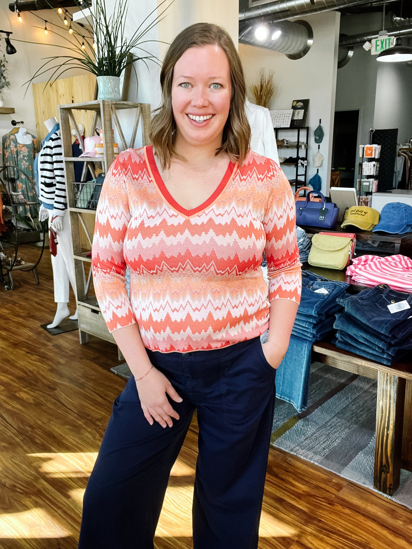 Orange Chevron Sweater