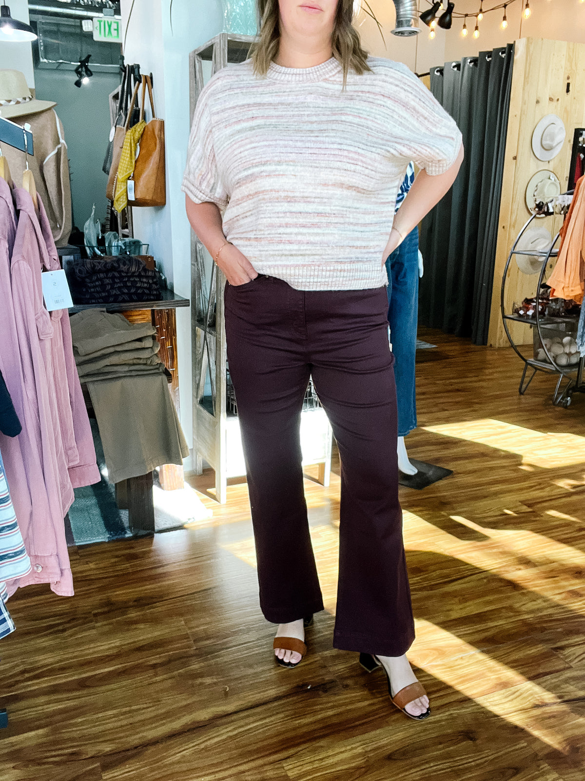 Plum High Rise Straight Leg Pant