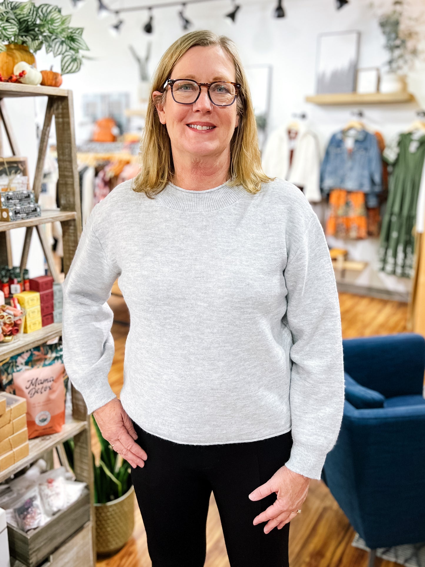 Heather Gray Mock Turtle Neck Sweater