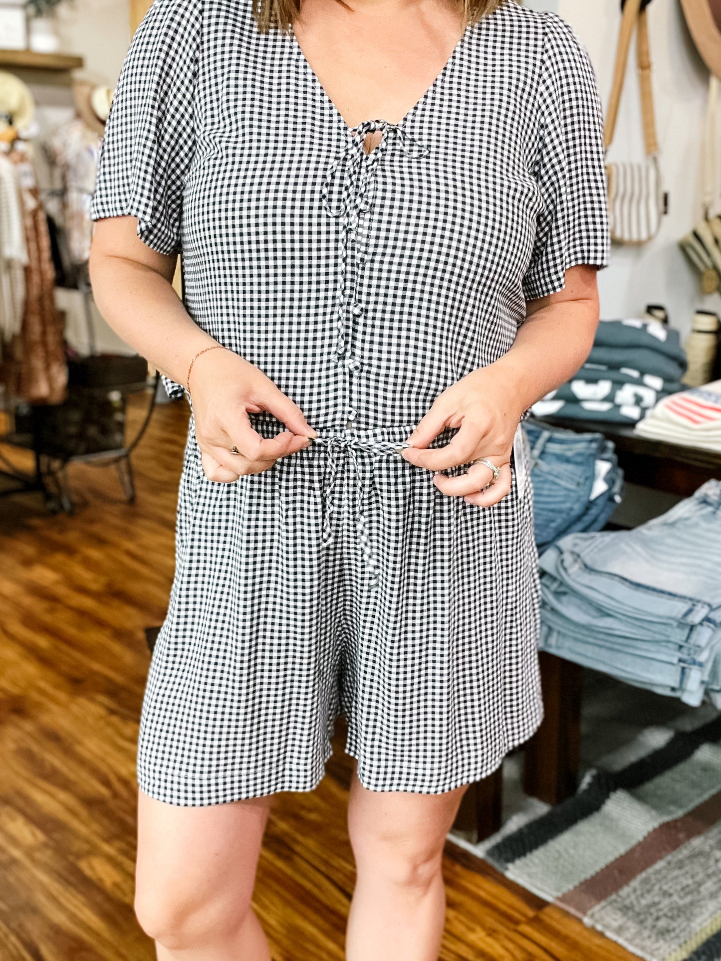 Navy Gingham Shorts