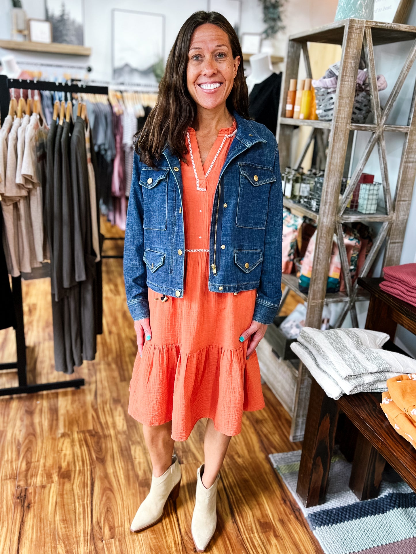 Rust Tiered Dress