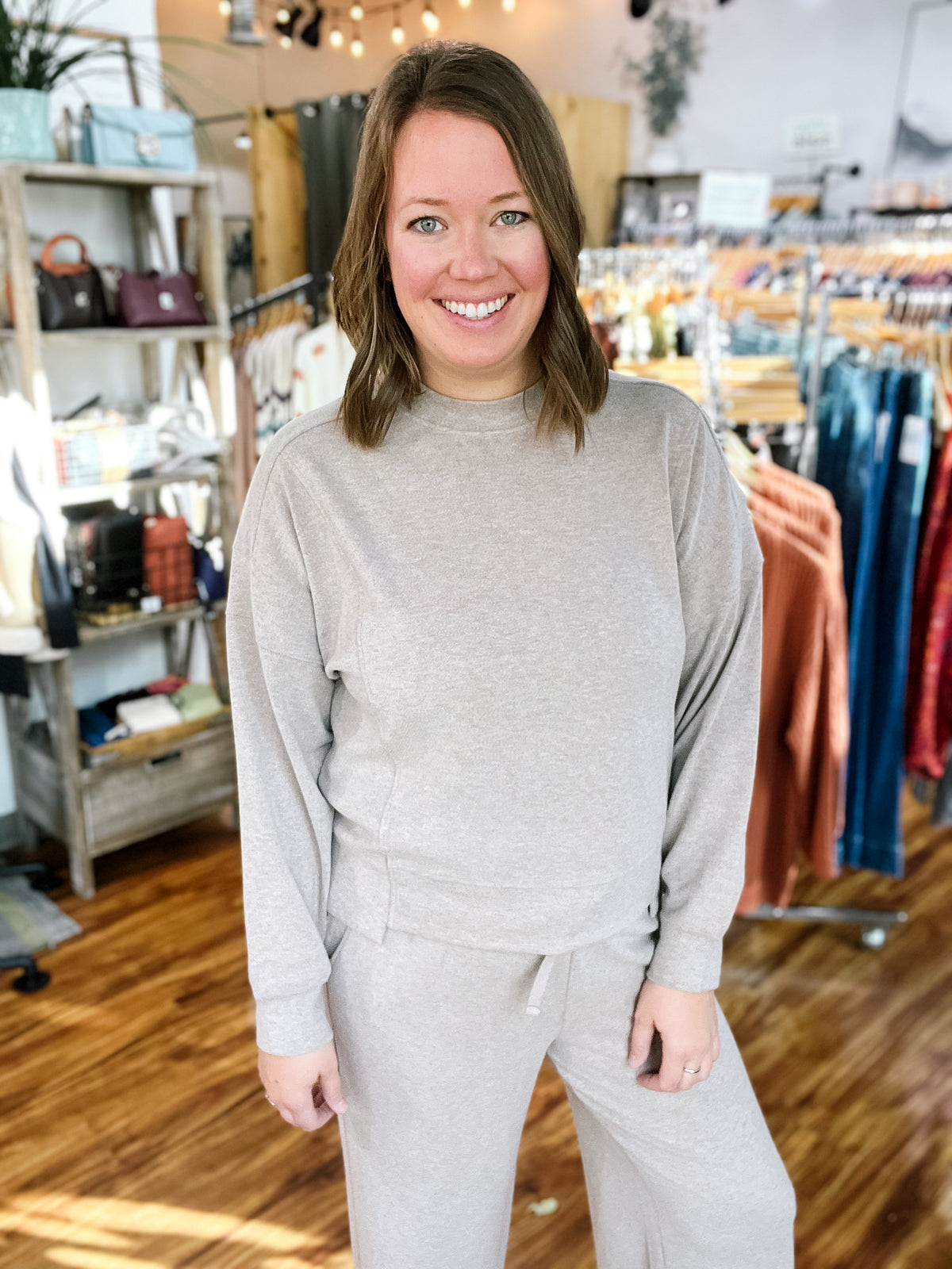 Light Brown Long Sleeve Lounge Top