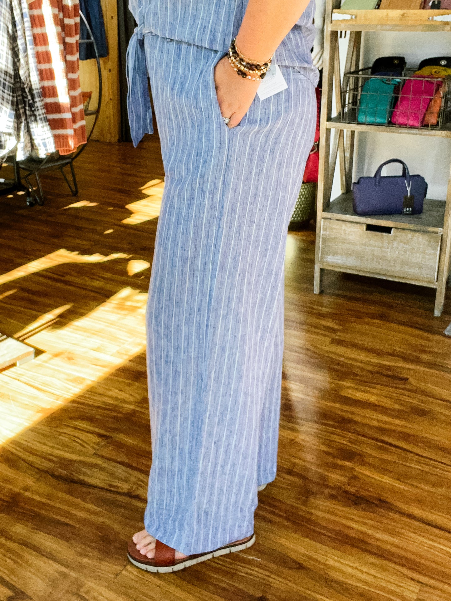 Blue Stripe Wide Leg Pant