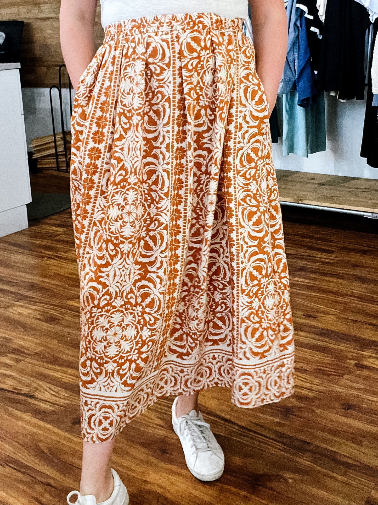 Rust W/Ivory Tropical Skirt