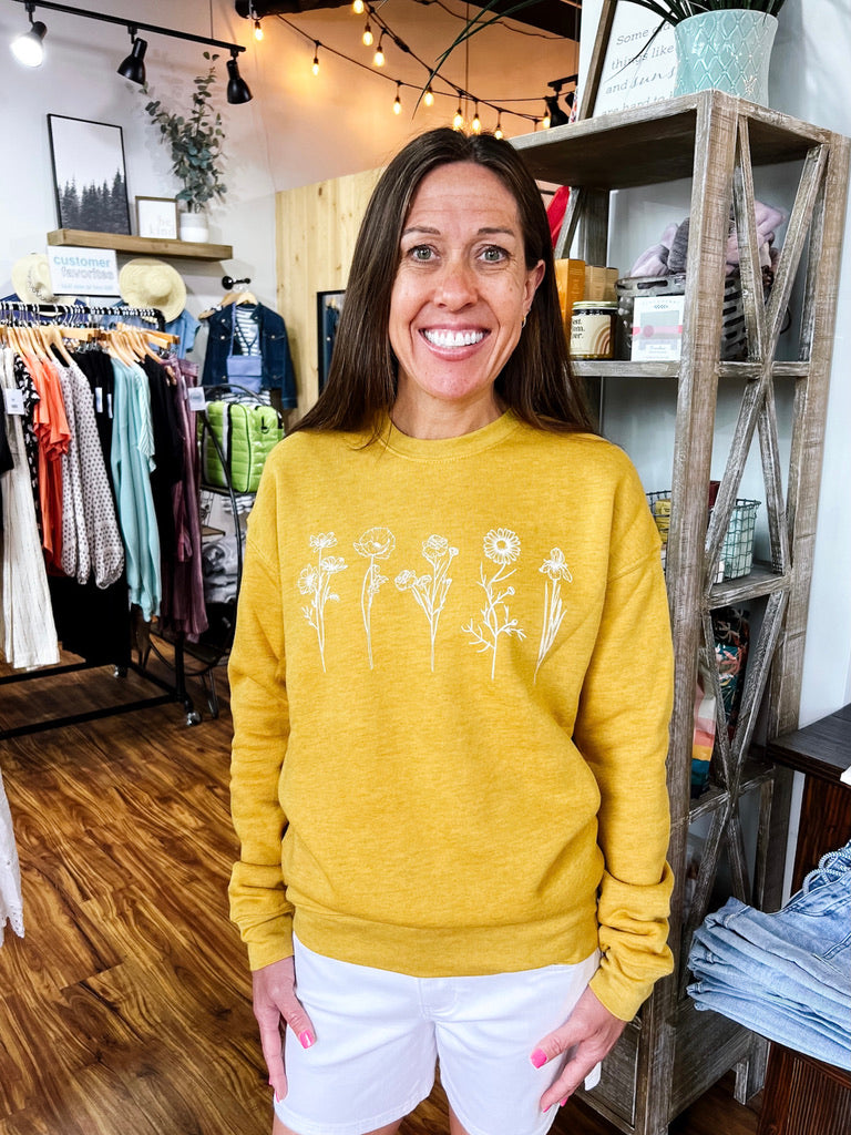 Mustard Wildflower Crewneck Sweatshirt