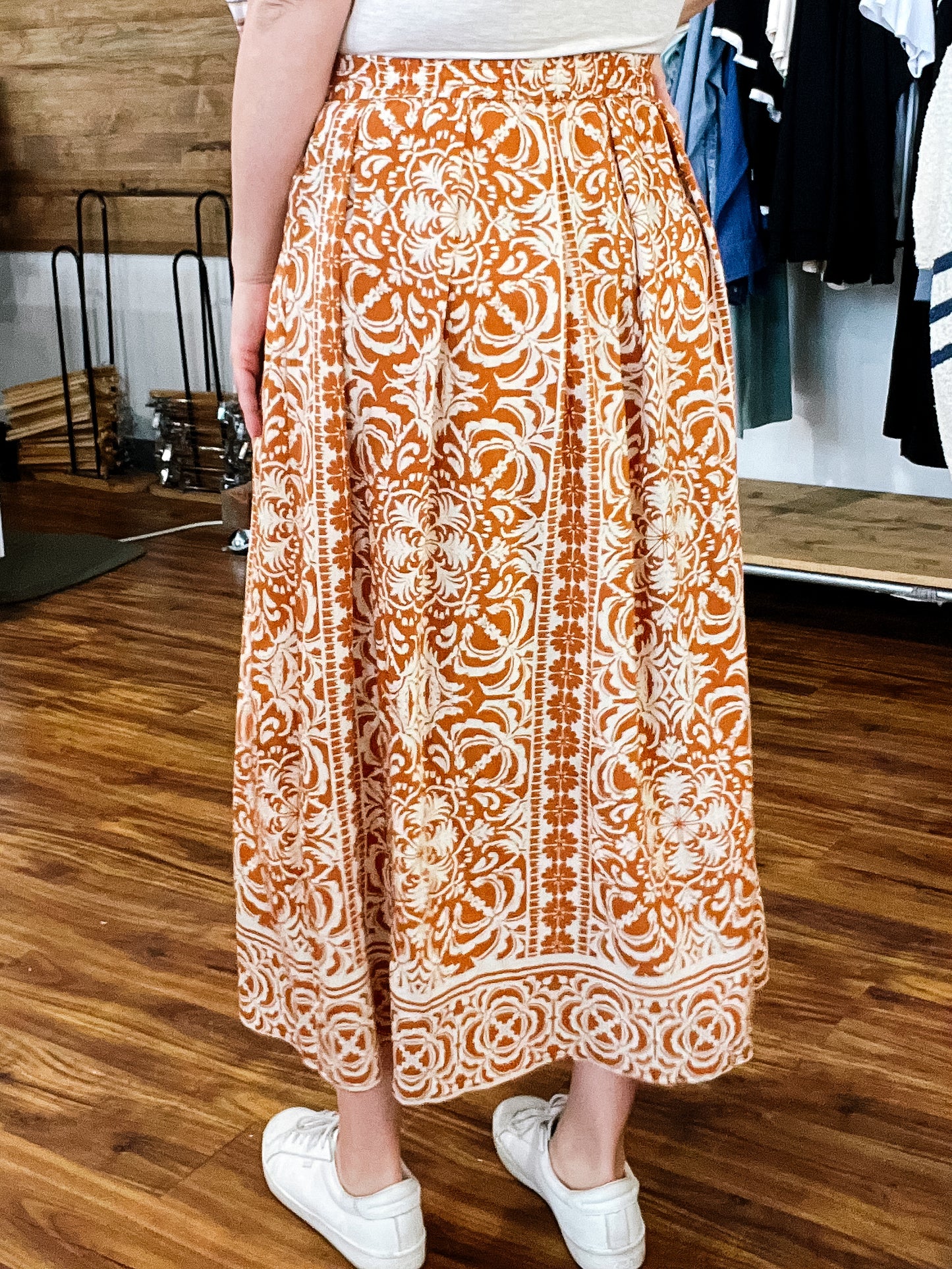 Rust W/Ivory Tropical Skirt