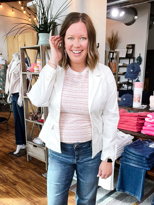 Off White Peplum Blazer