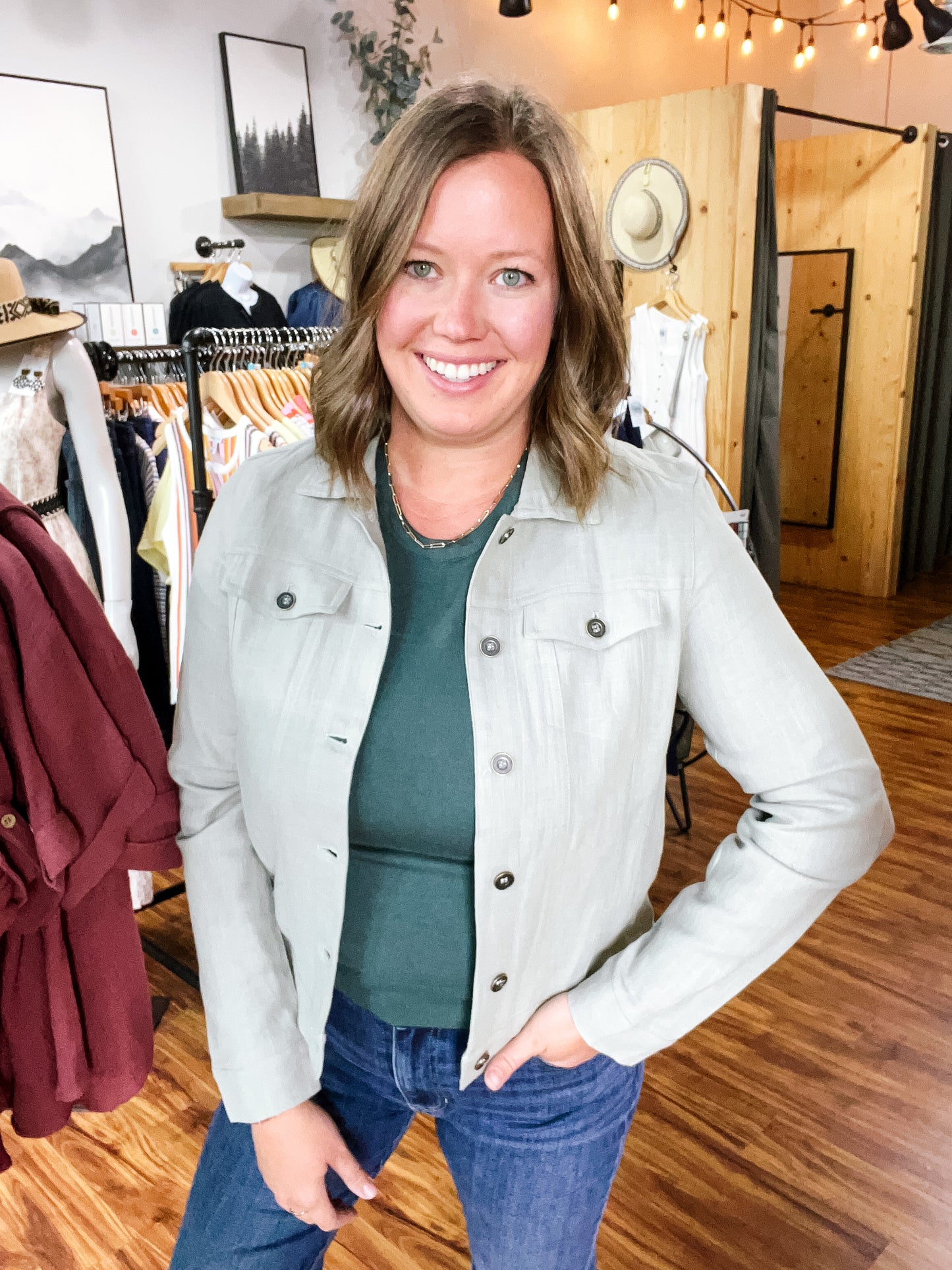 Sage Green Linen Jacket