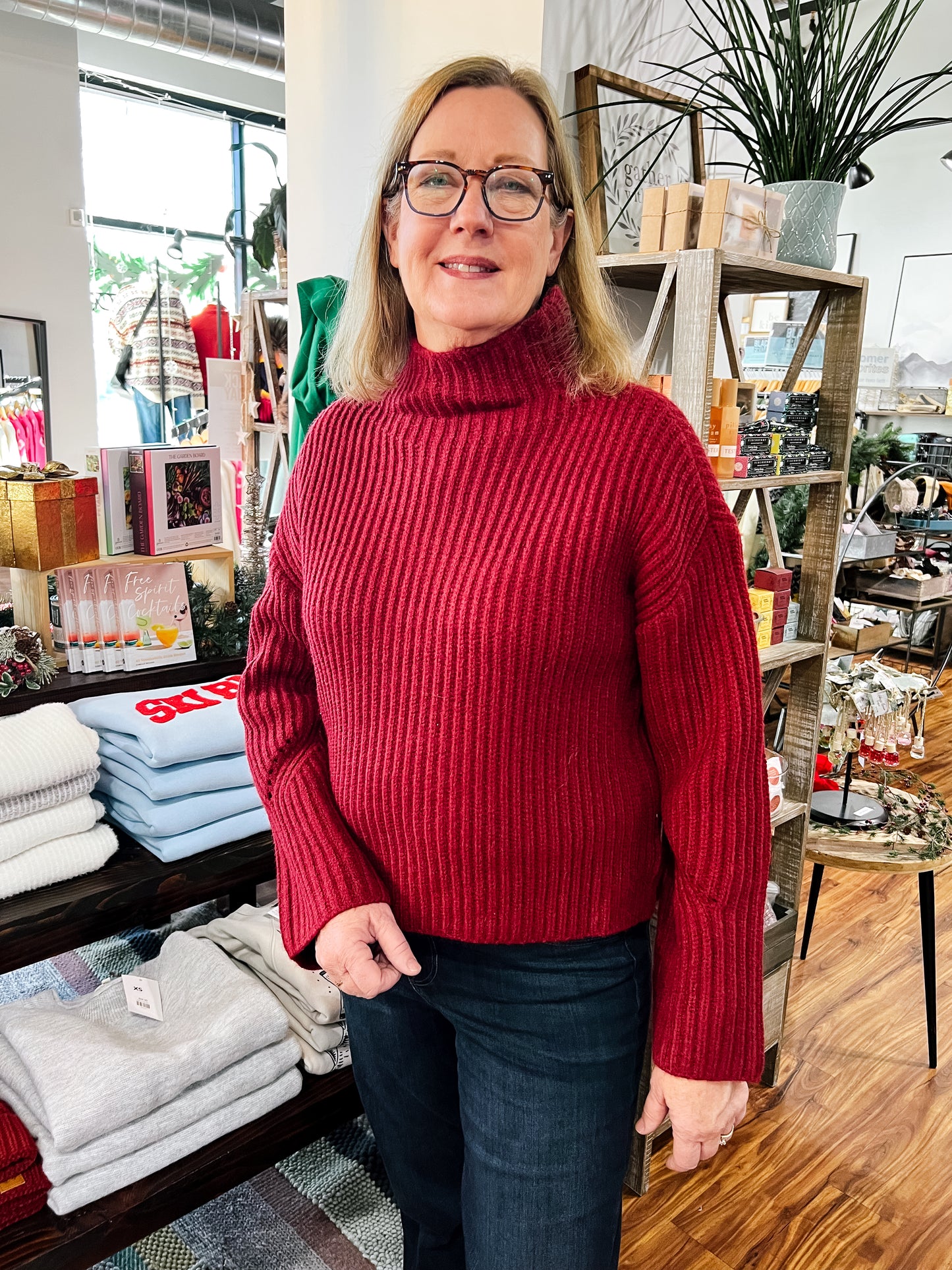 Crimson High Neck Sweater