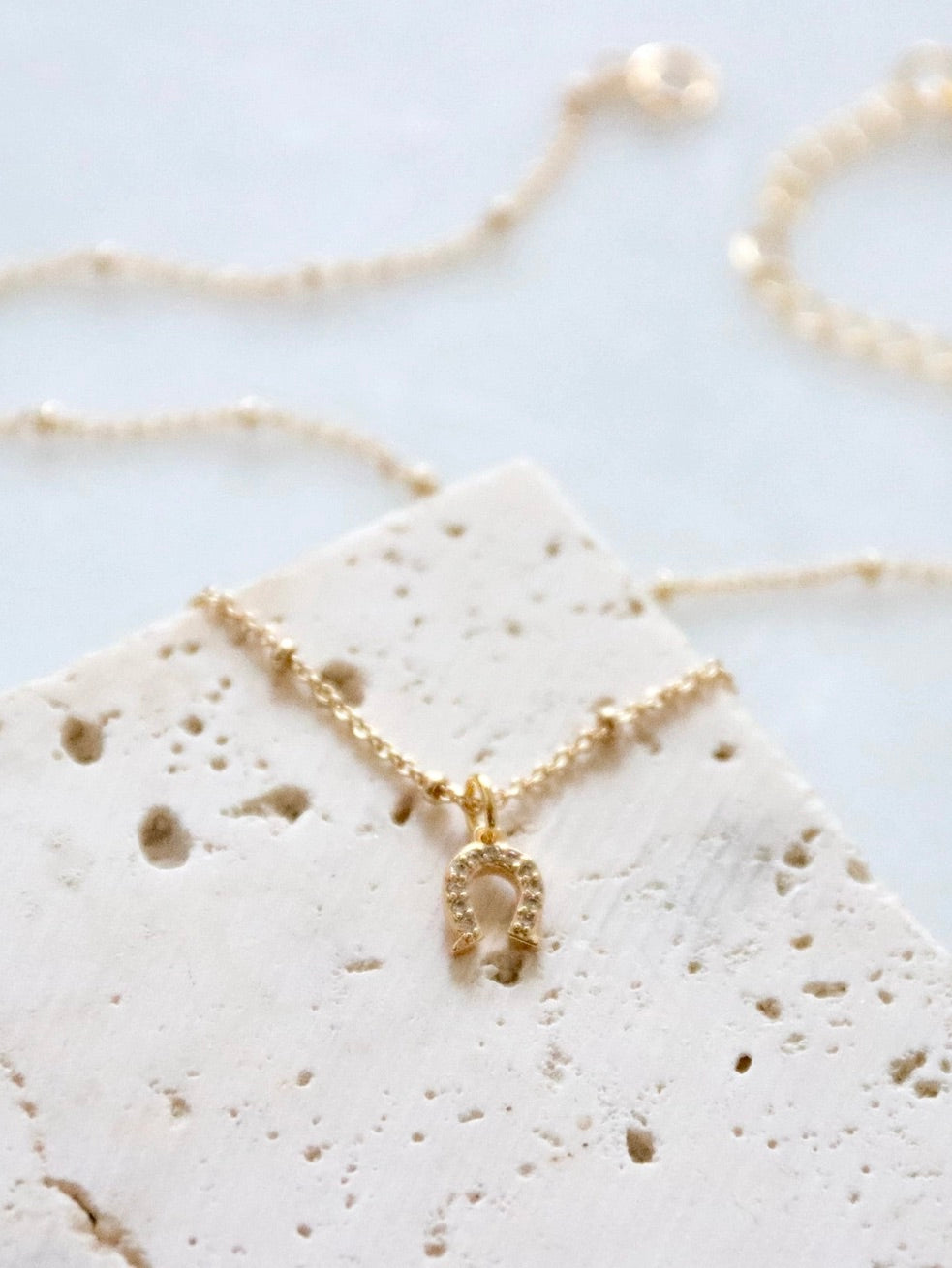 Gold CZ Horseshoe Necklace