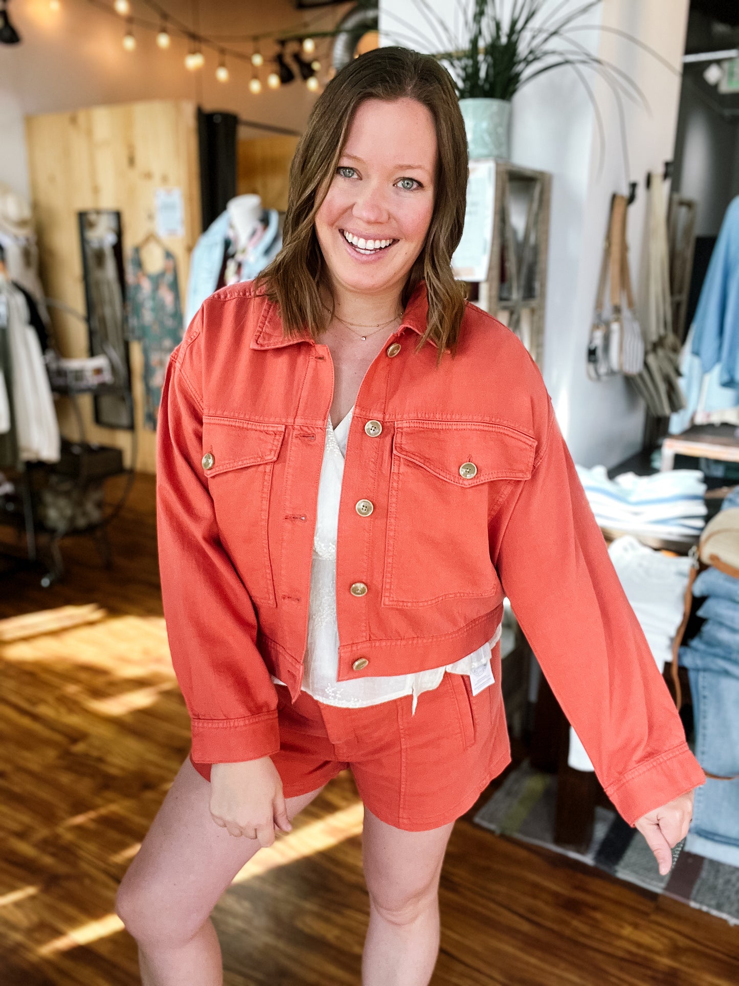 Burnt Orange Oversized Crop Jacket
