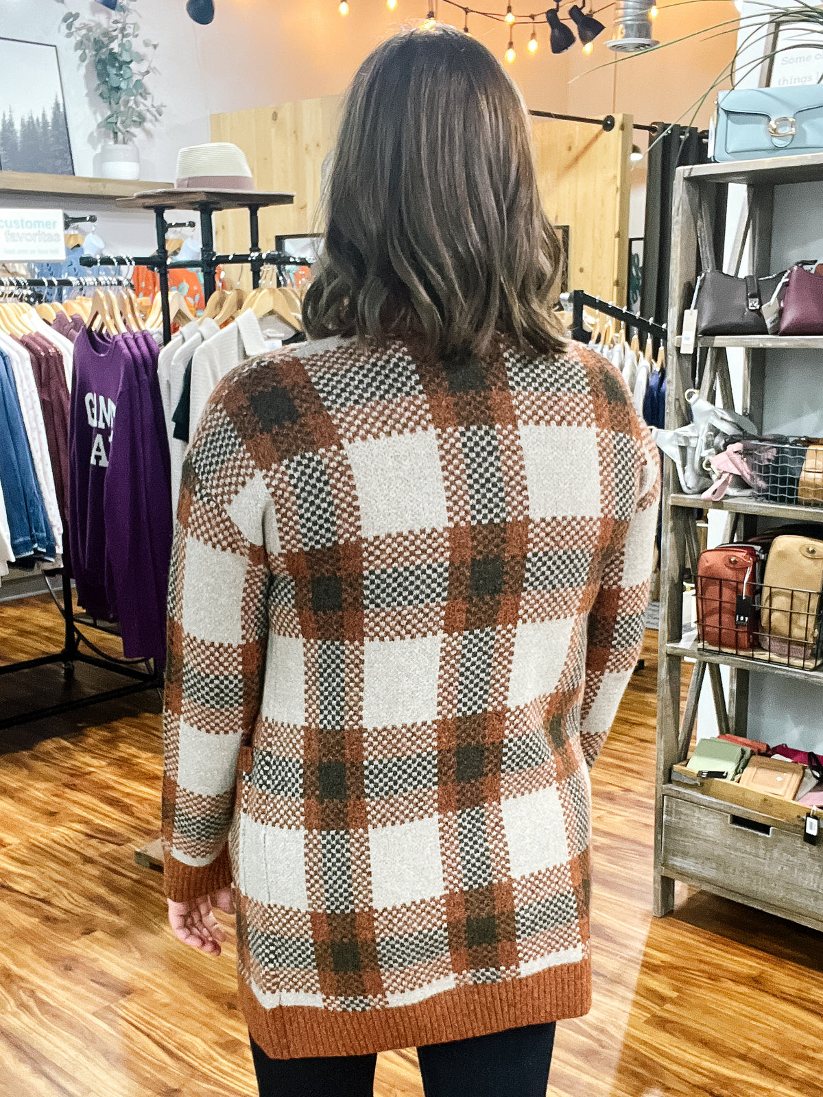 Copper Checkered Cardigan