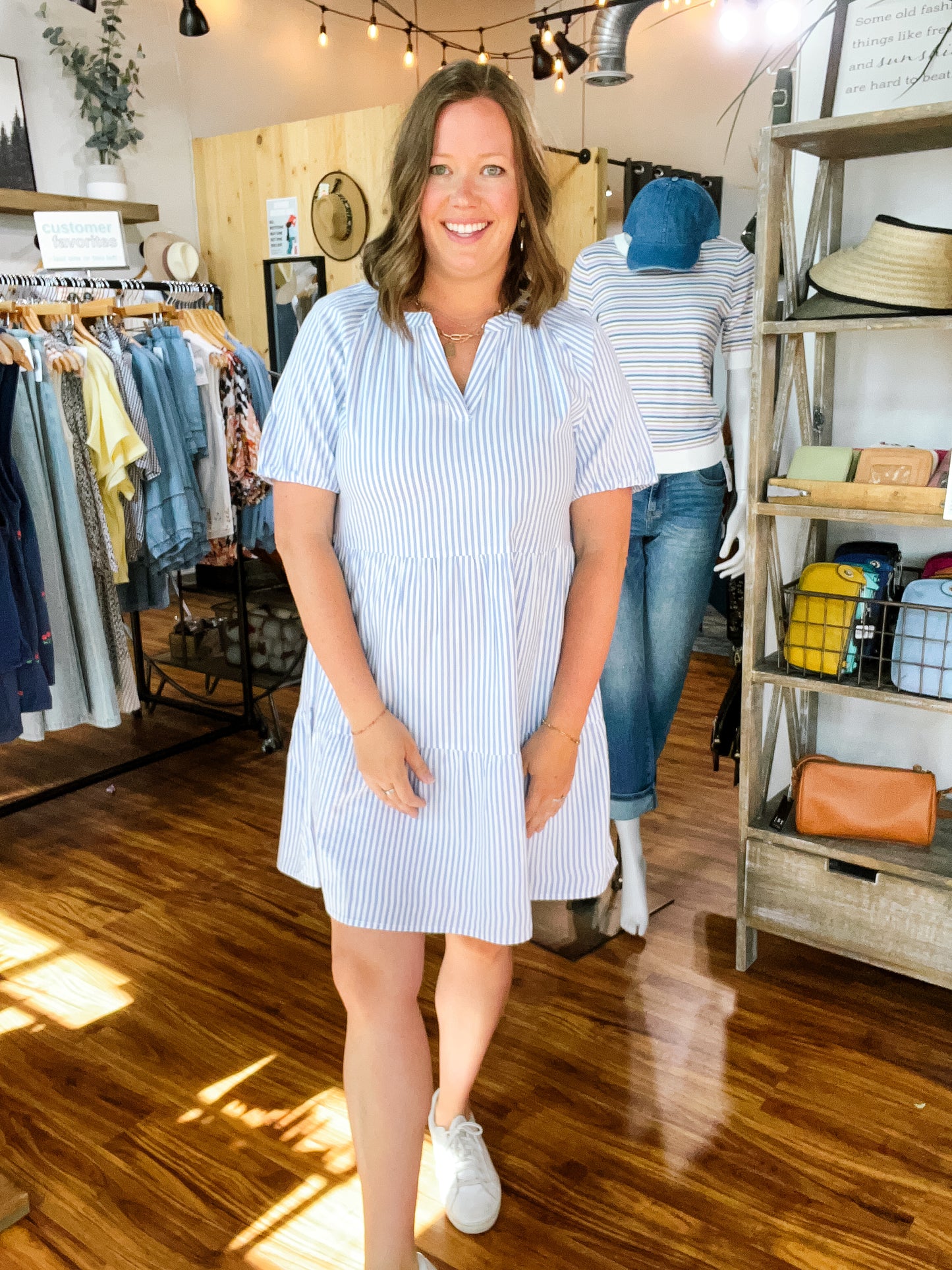 Blue And White Stripe Dress