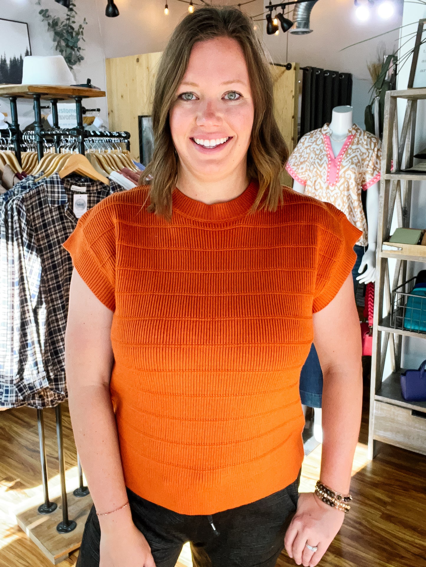 Burnt Orange Sleeveless Sweater