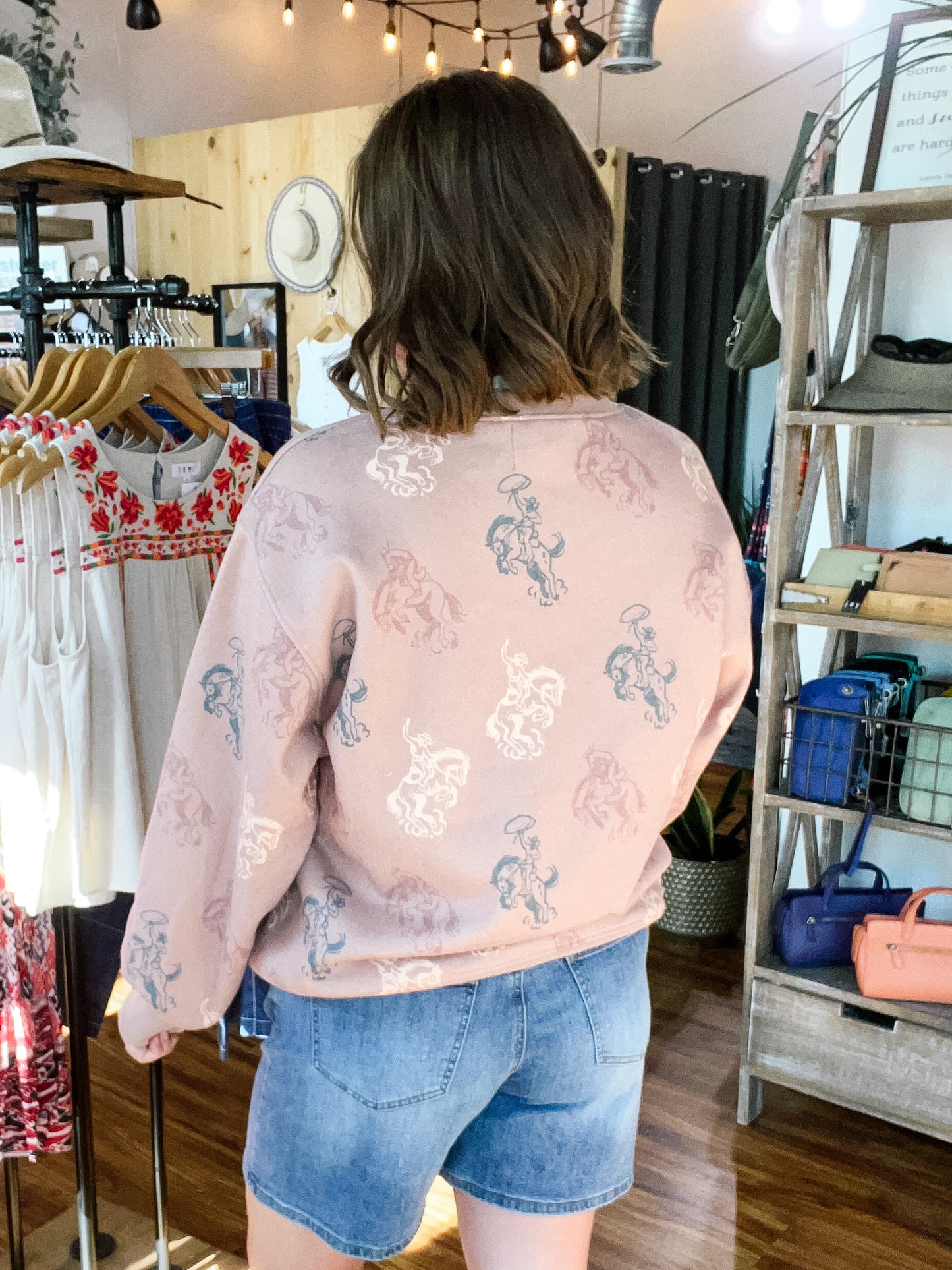 Light Brown Bucking Bronco Sweatshirt
