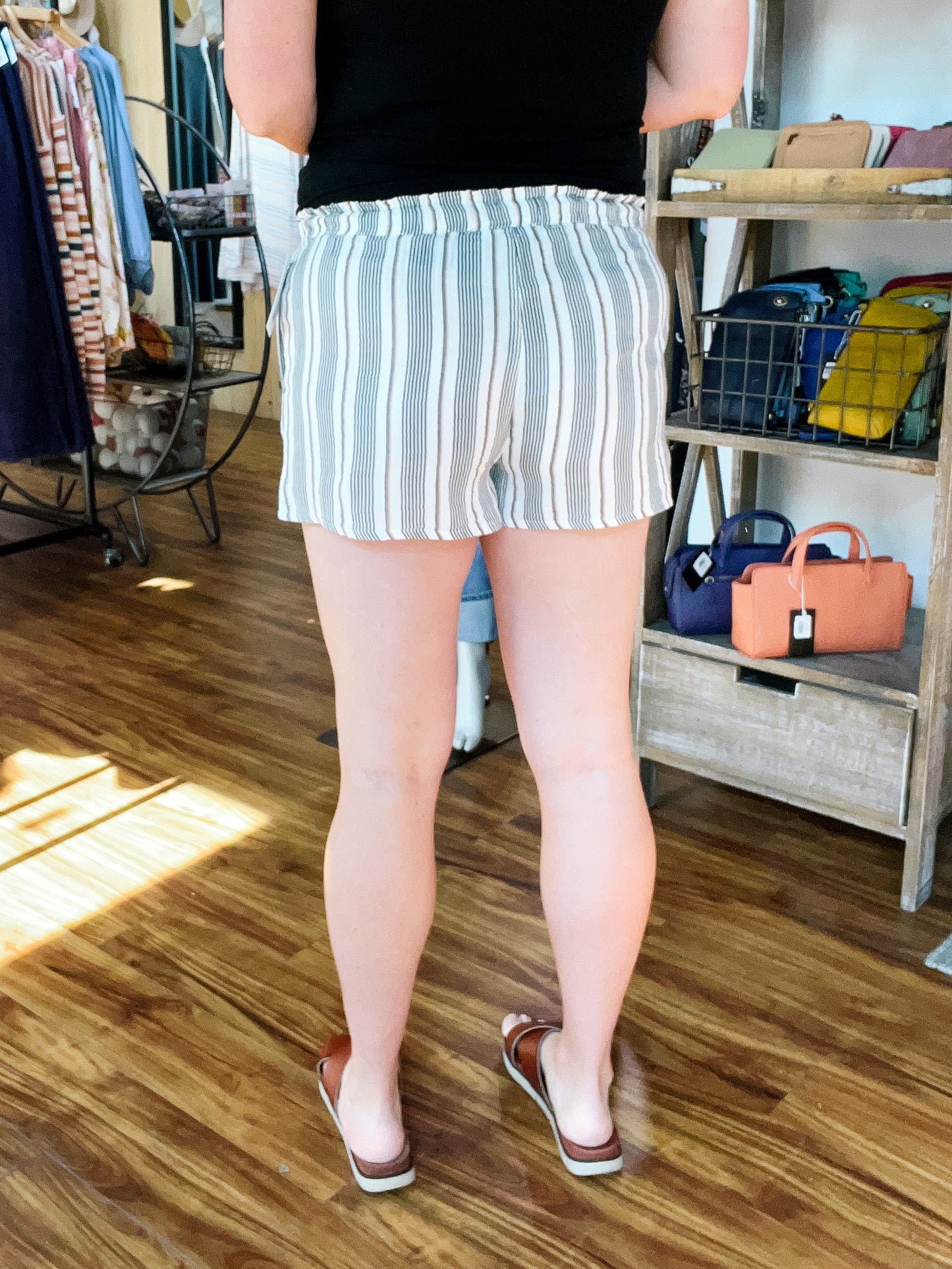 Ivory & Black Stripe Short