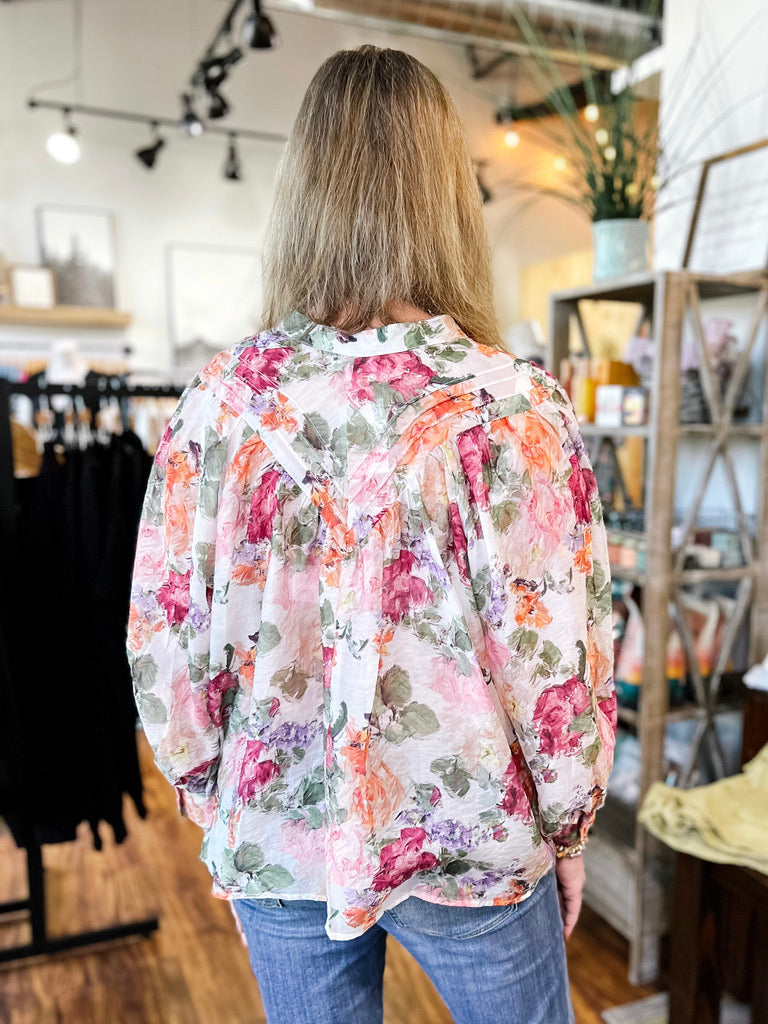 White Sheer Floral Top
