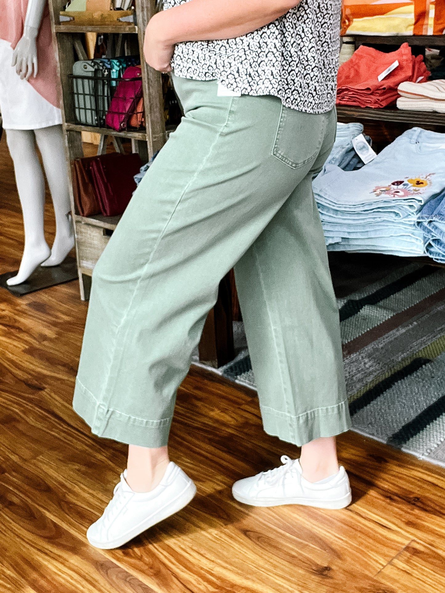 Sage Green High Waist Palazzo Pant