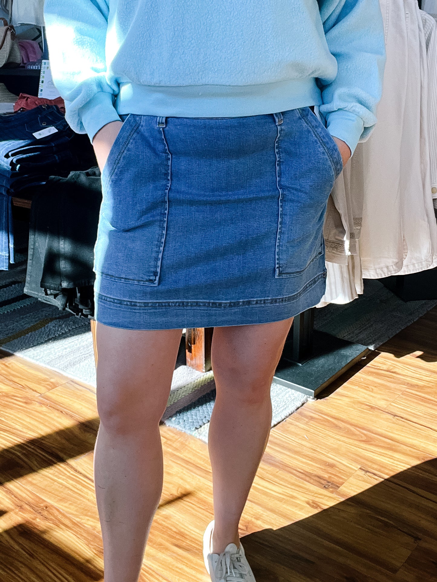 Denim Pull On Skort
