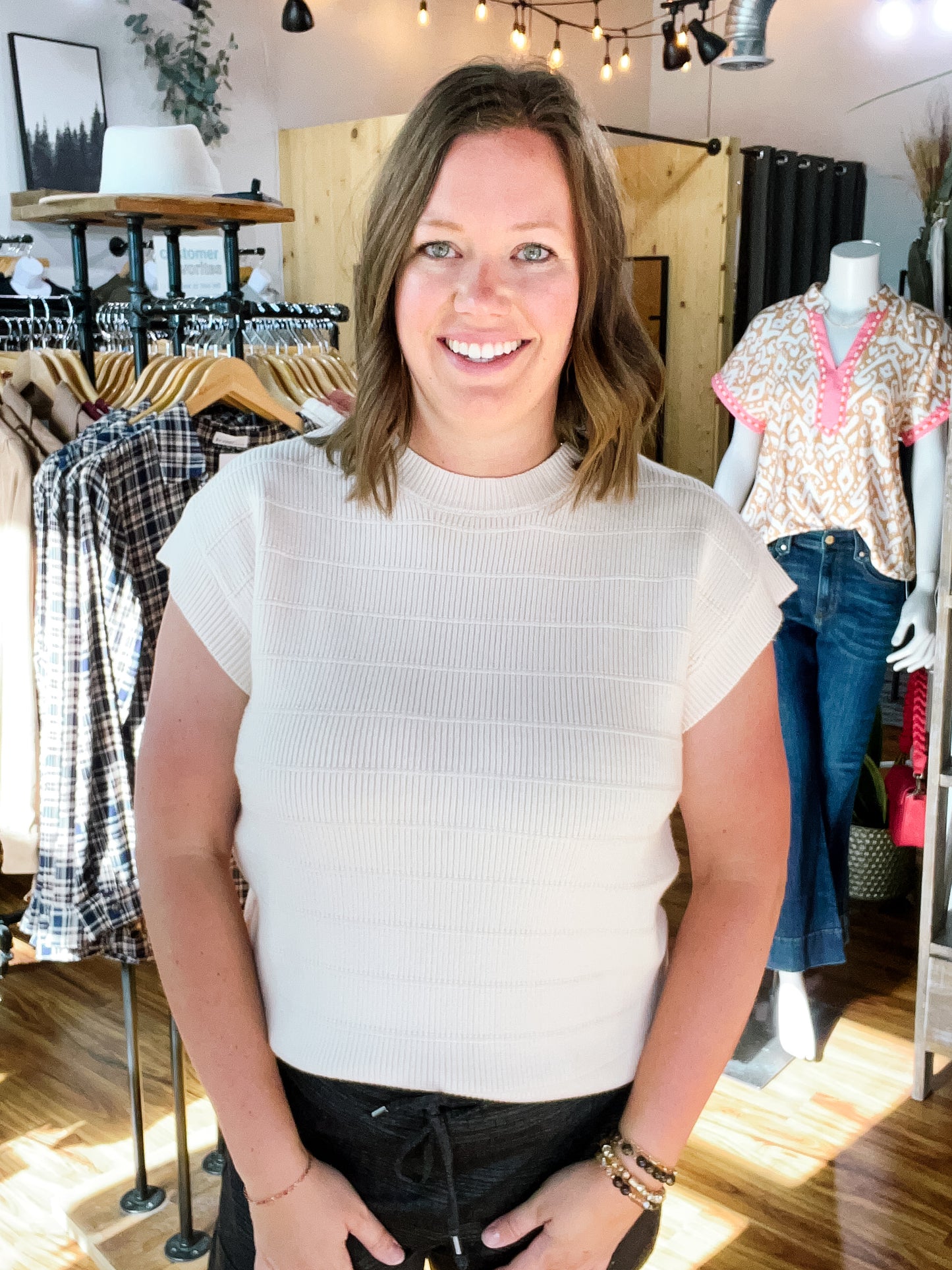 Cream Sleeveless Sweater