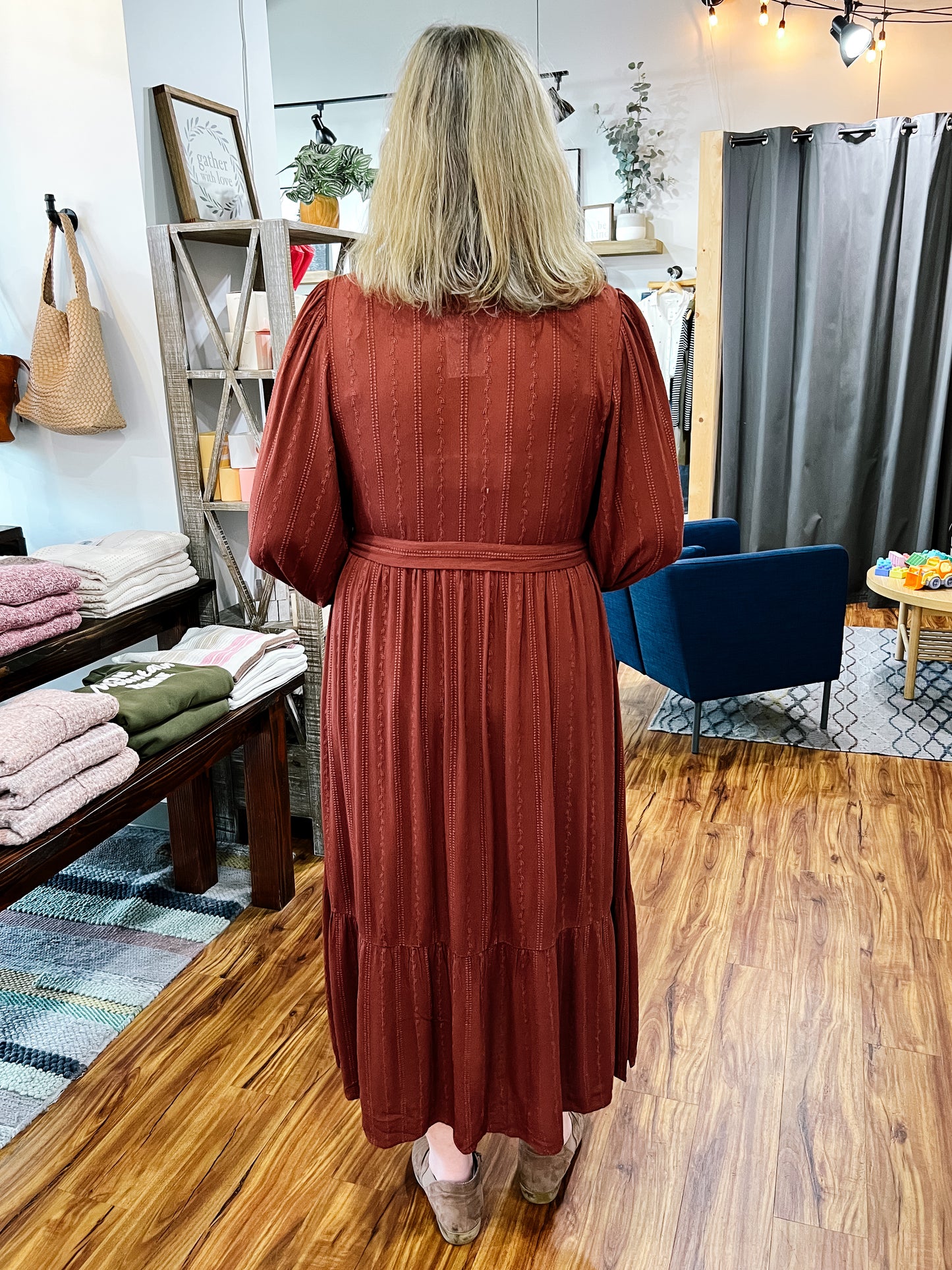 Mahogany V Neck Dress