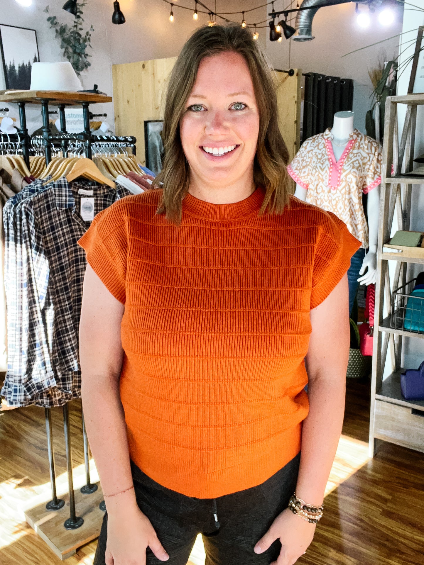 Burnt Orange Sleeveless Sweater