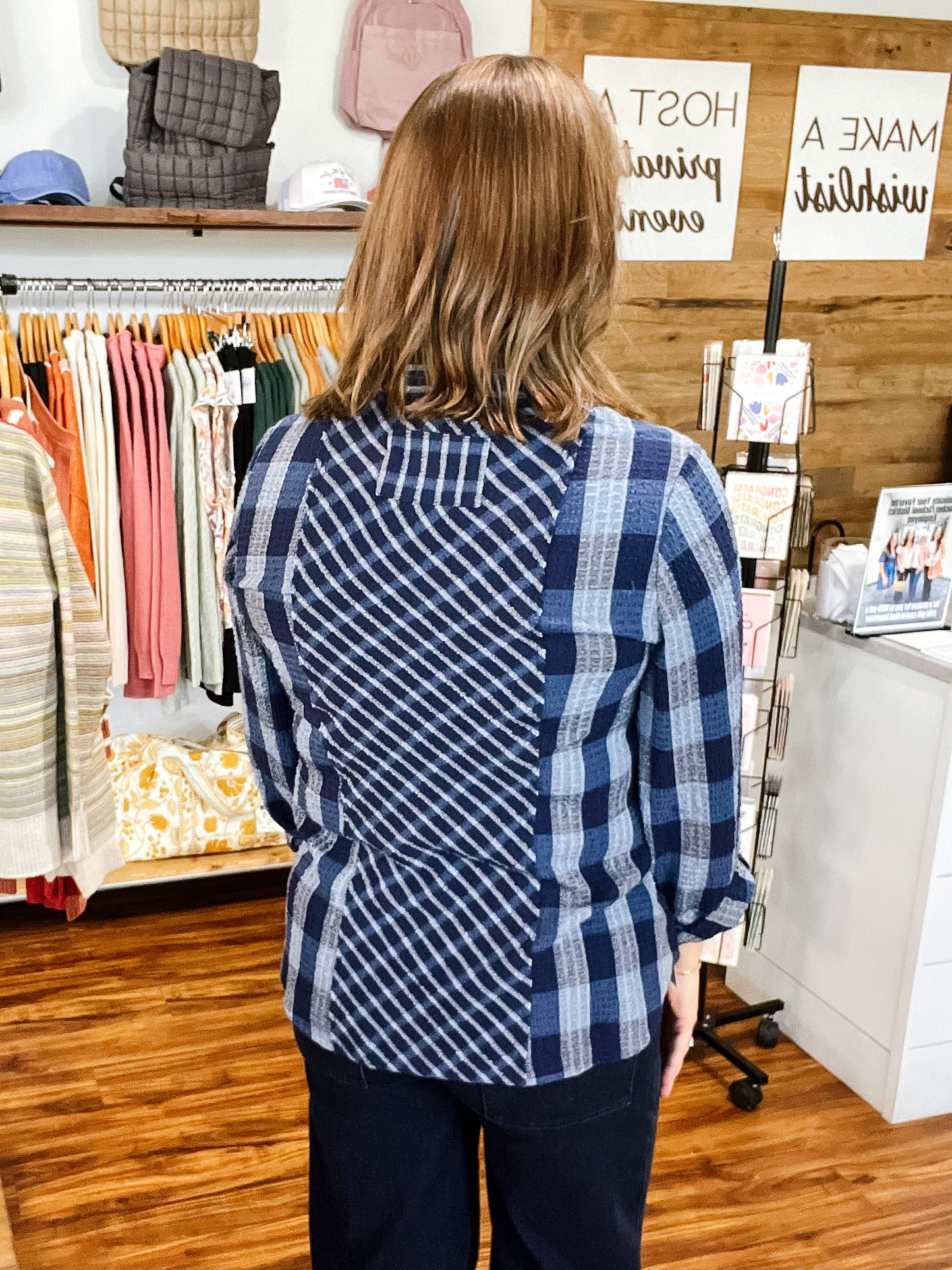 Blue Plaid Boyfriend Tunic