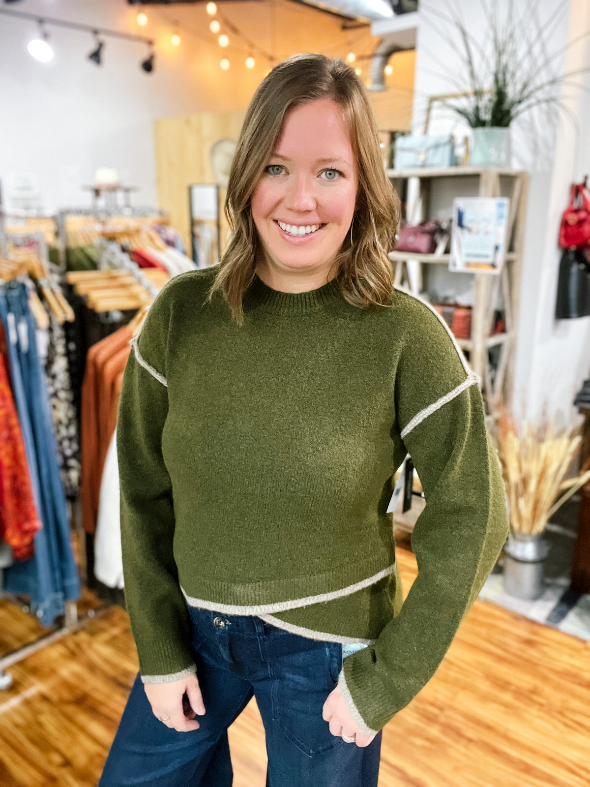 Green Tulip Hem Sweater
