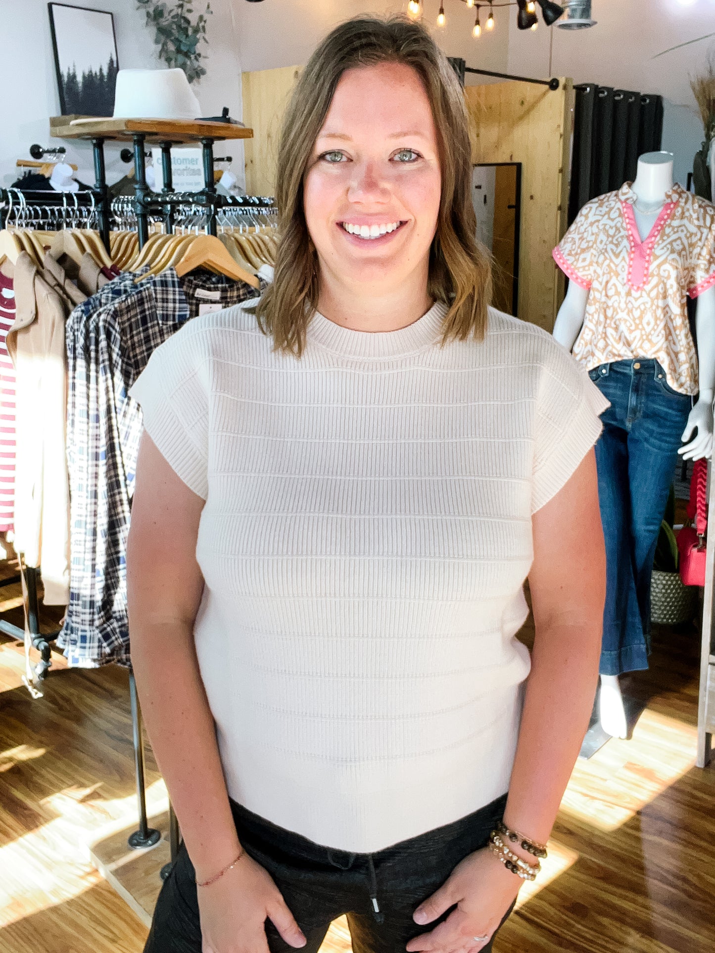 Cream Sleeveless Sweater