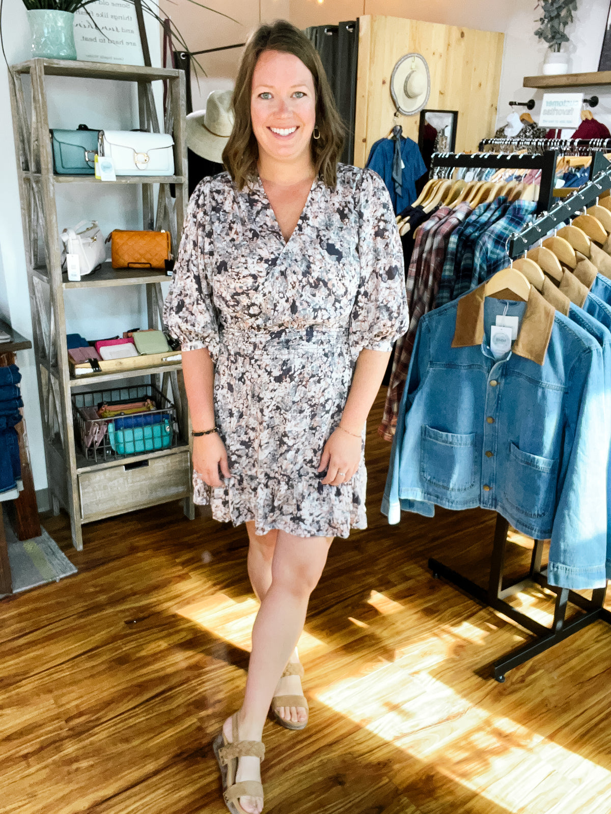 Charcoal Floral Dress