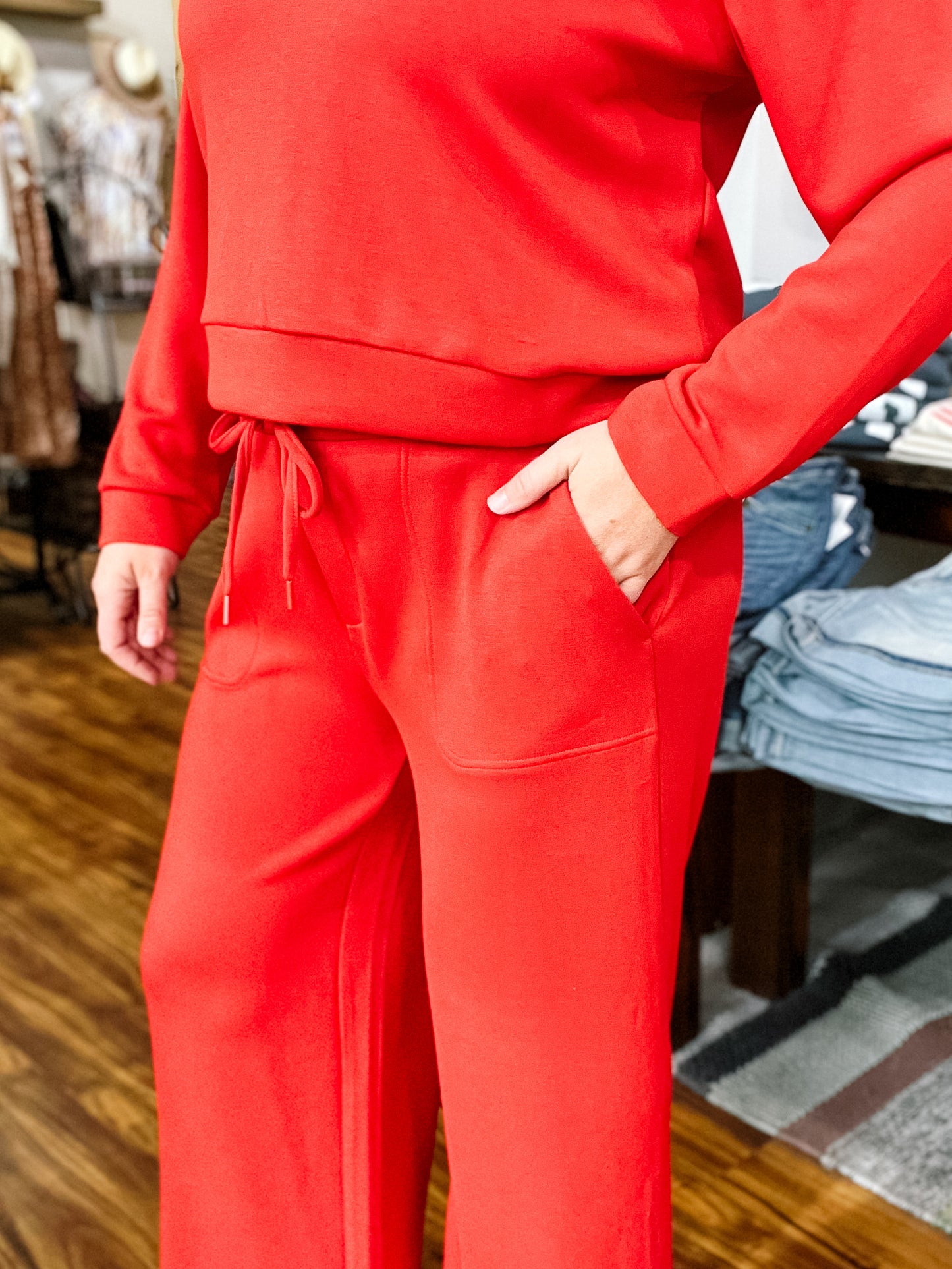 Red Crop Pull-On Pant