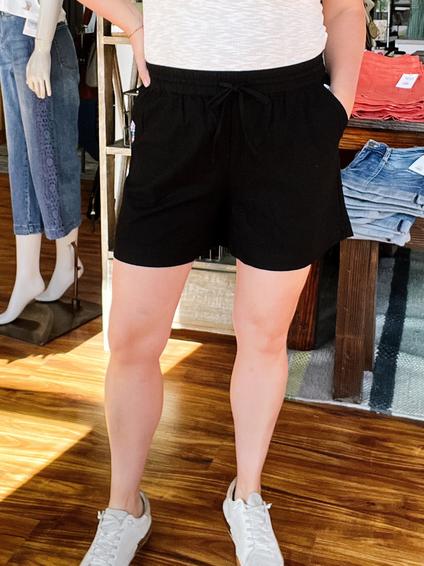 Black Pull On Shorts