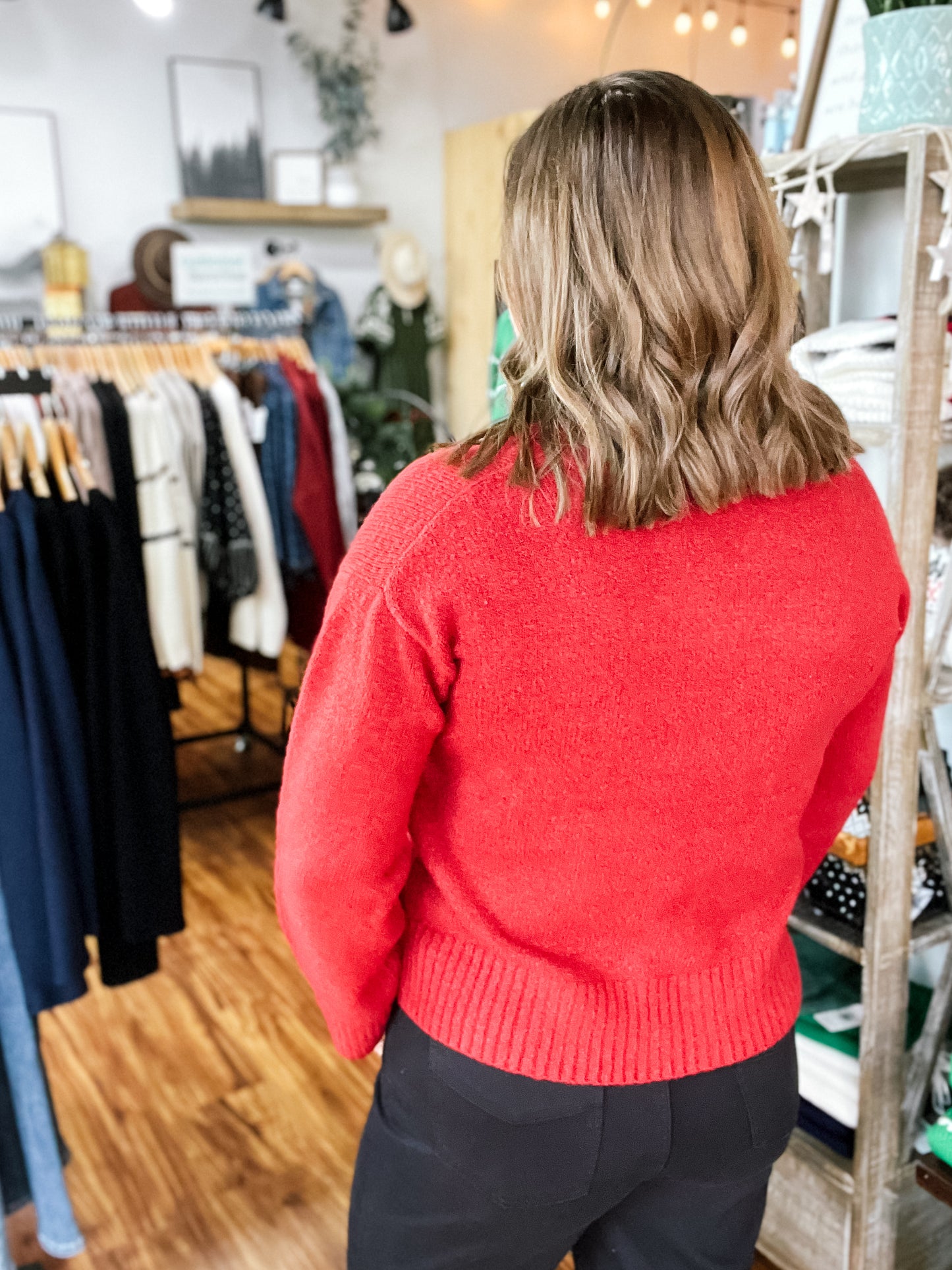 Crimson V-Neck Sweater