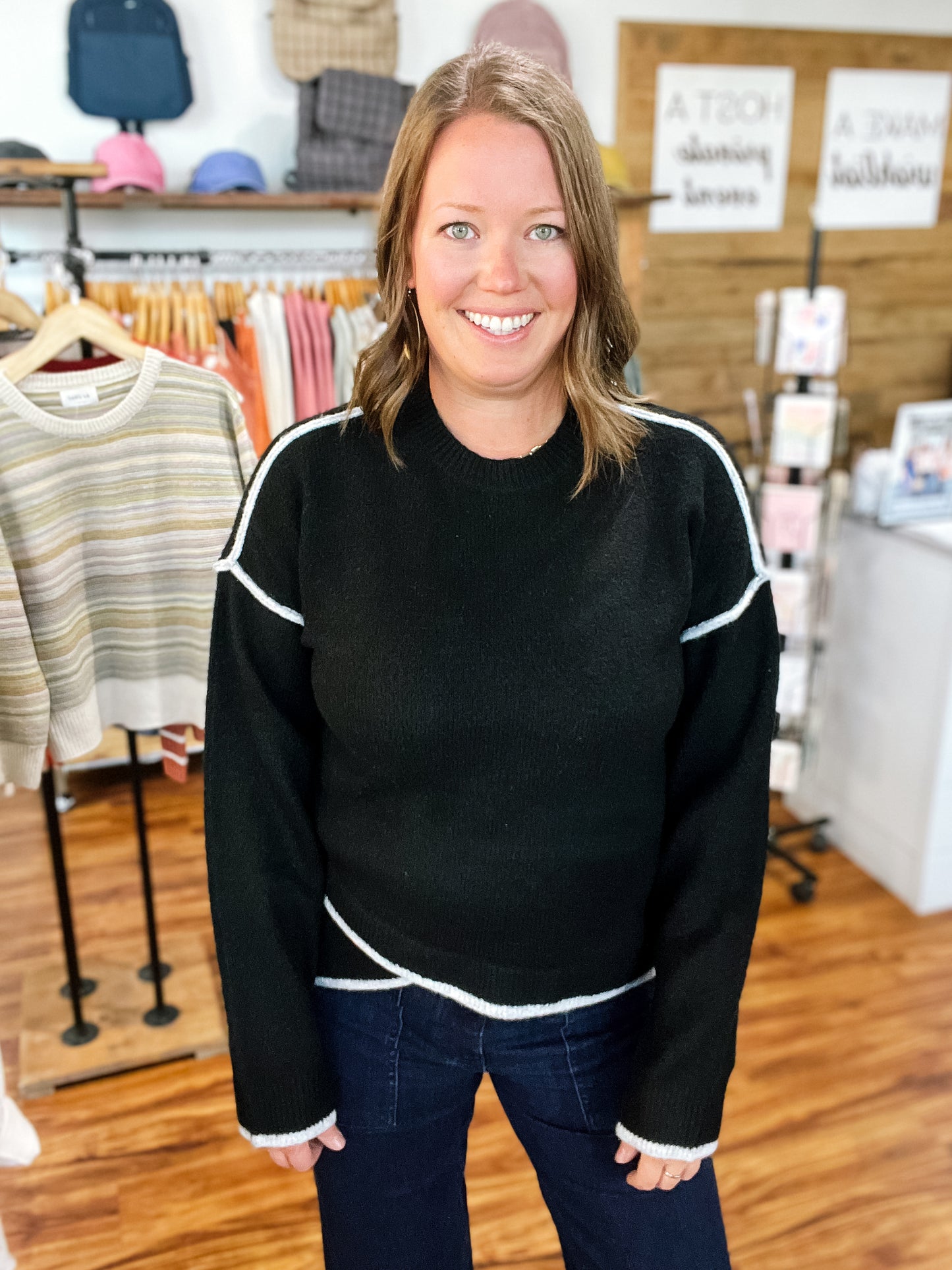 Black Tulip Hem Sweater
