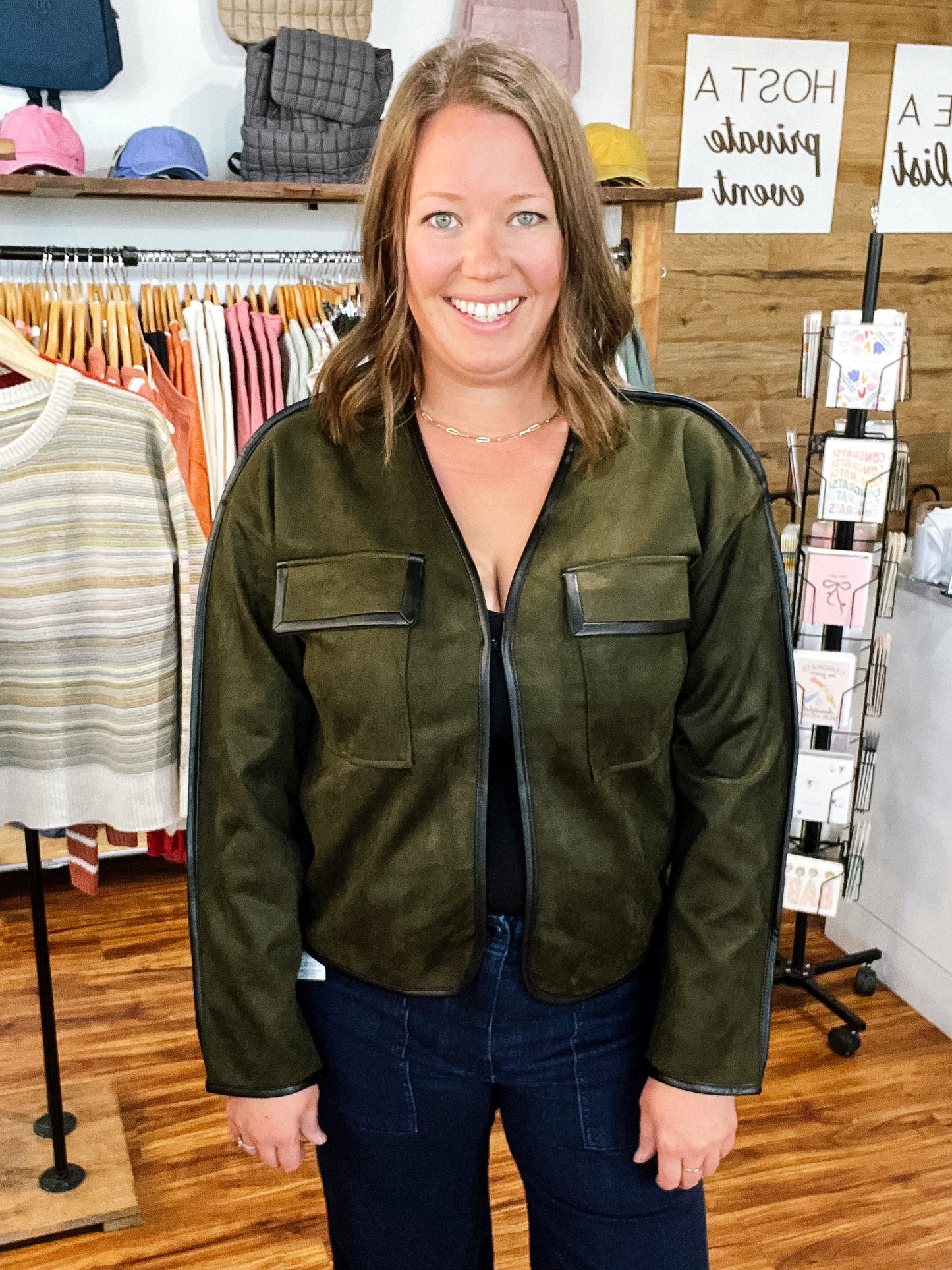 Olive Green Suede Jacket