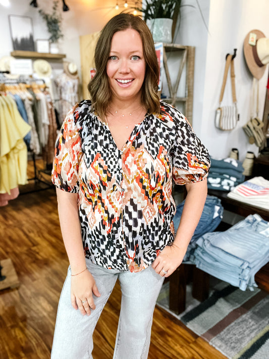 Multi Color Button Front Top