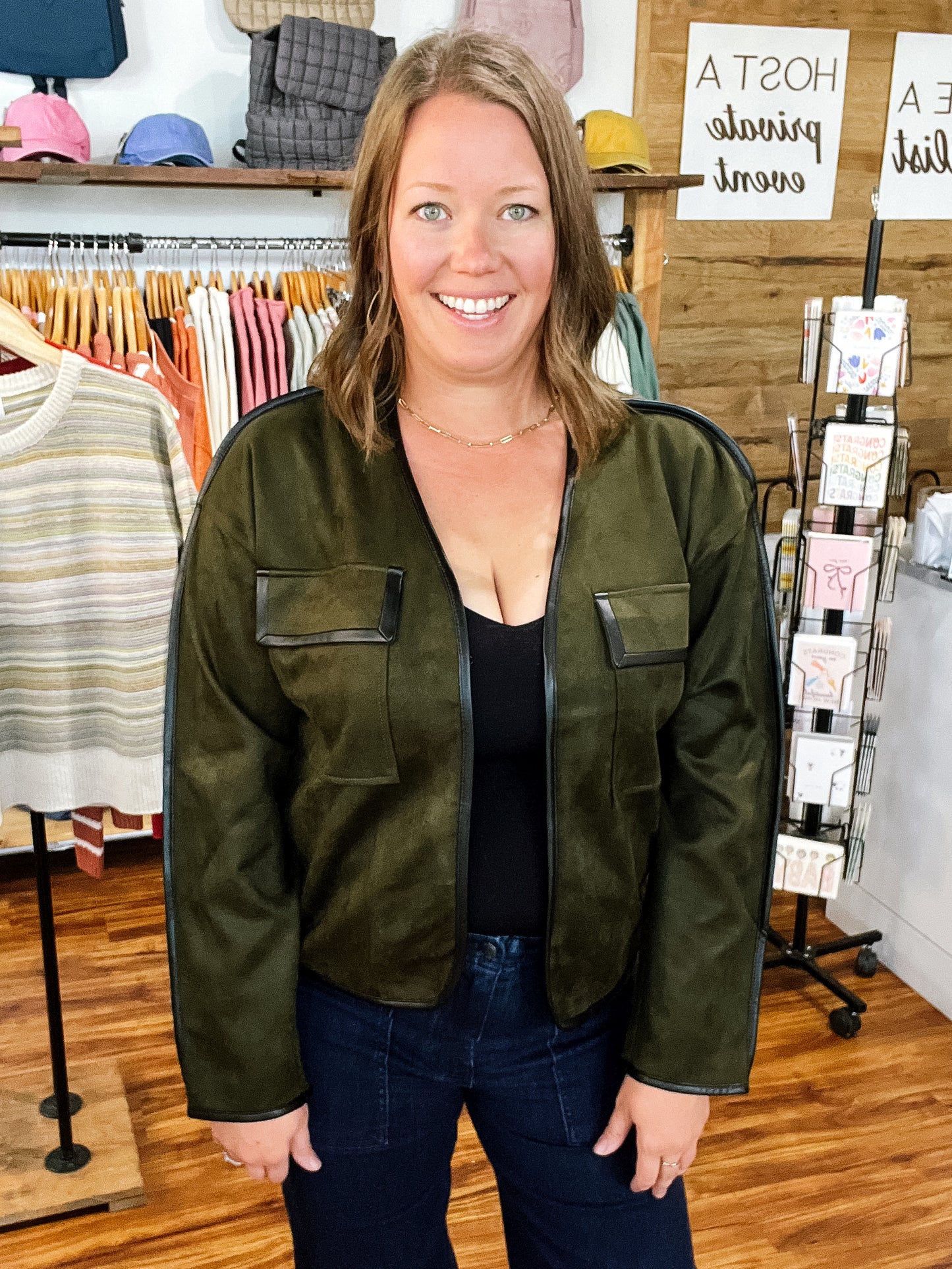 Olive Green Suede Jacket