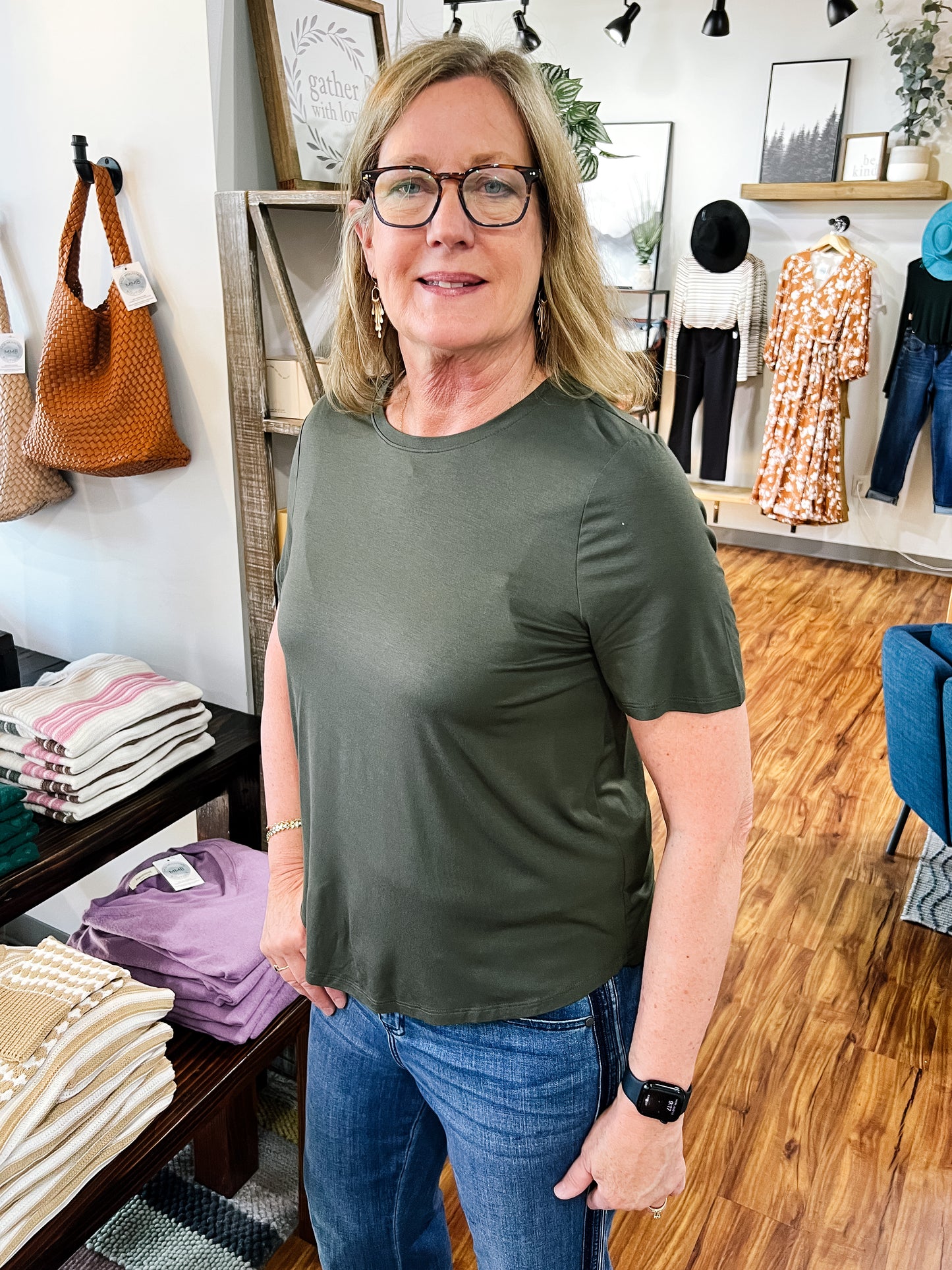 Pine Green Short Sleeve Top