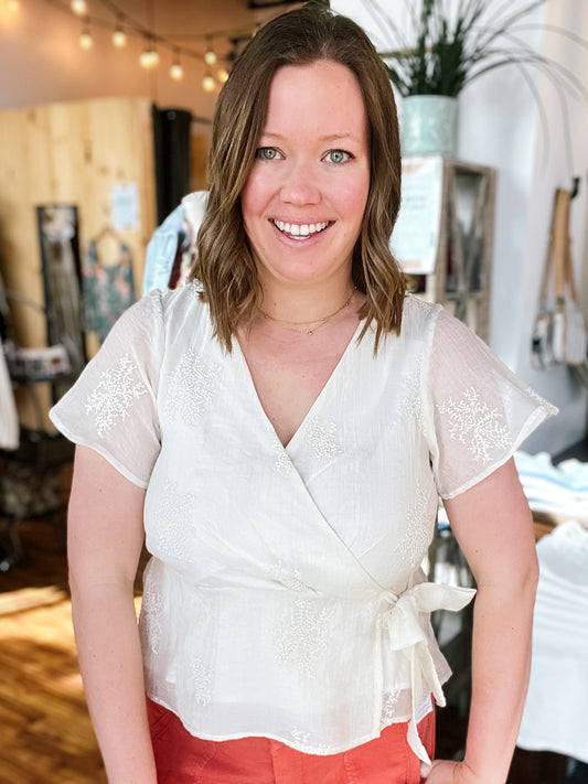 Cream Wrap Top