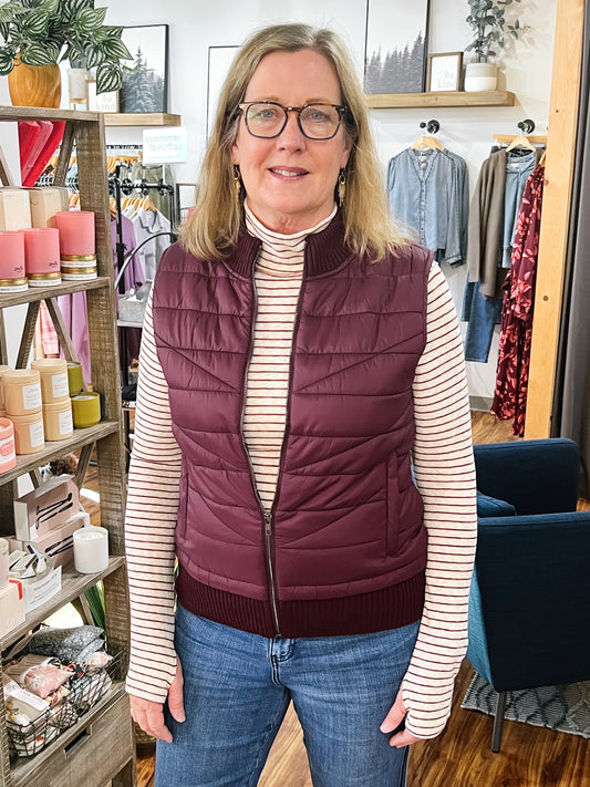 Burgundy Quilted Sweater Vest