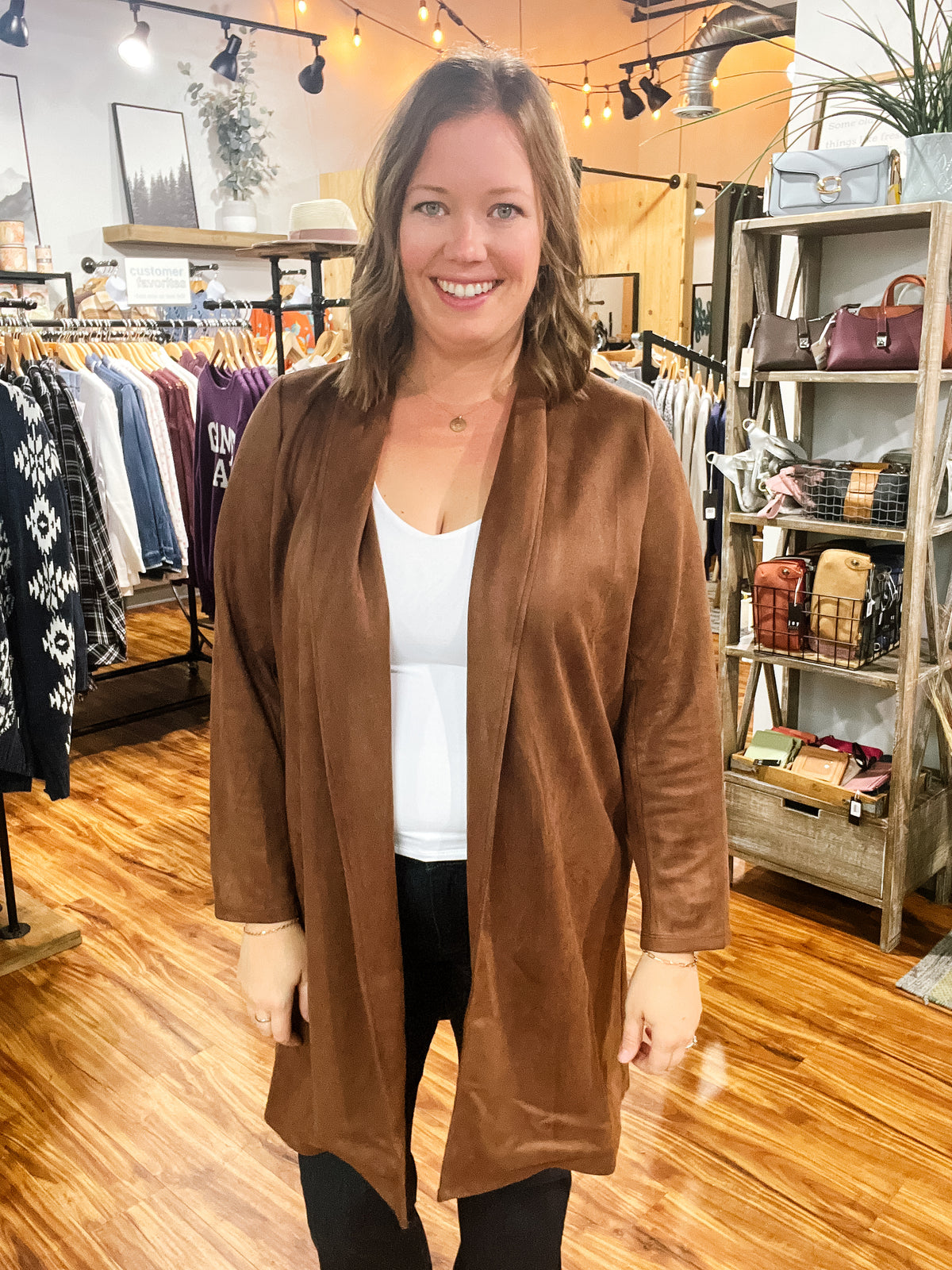 Brown Suede Cardigan