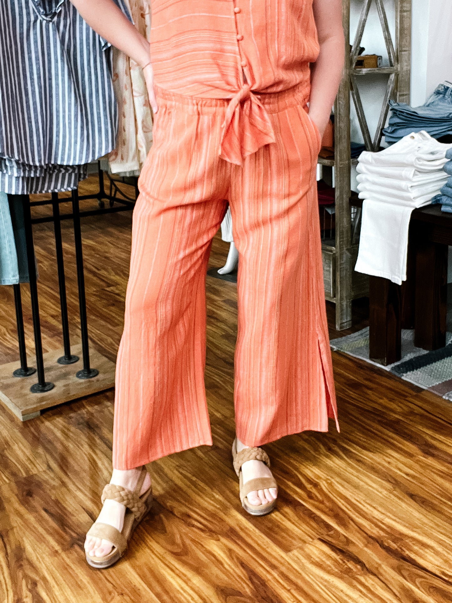 Guava Slit Hem Wide Leg Pant