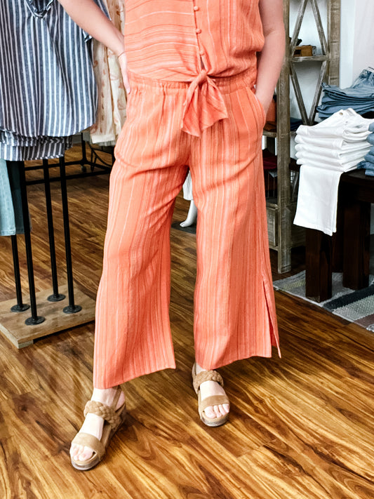 Guava Slit Hem Wide Leg Pant
