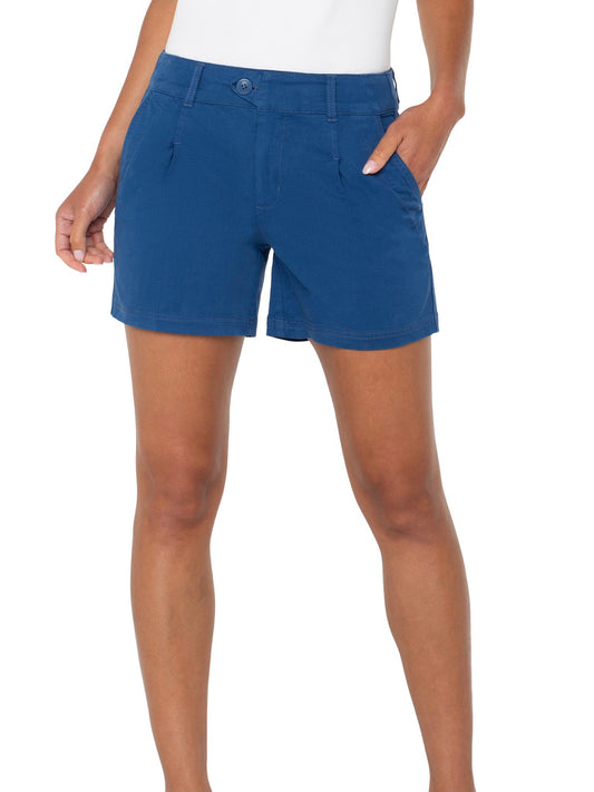 Blue Pleated Trouser Shorts