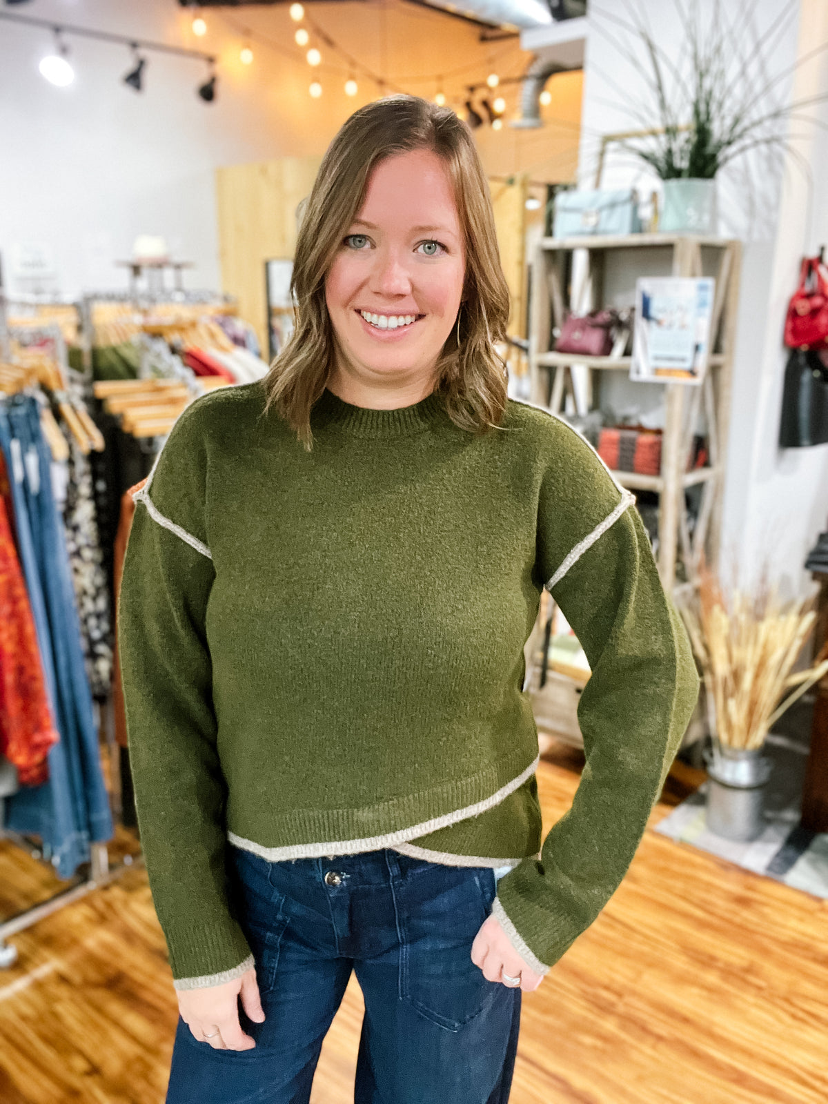 Green Tulip Hem Sweater