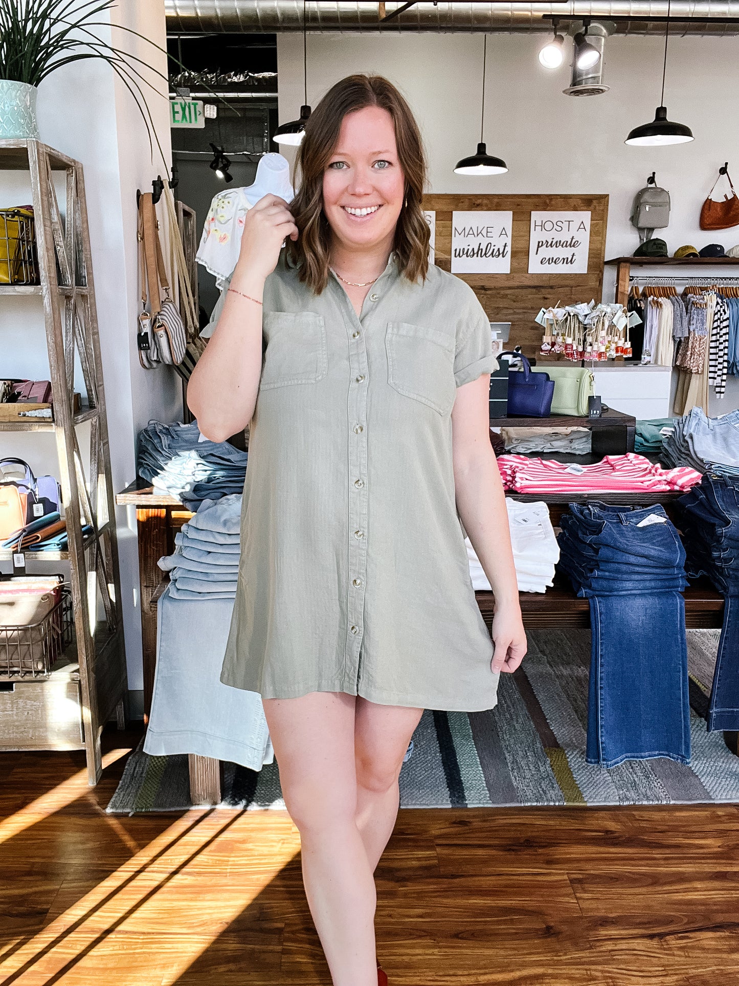 Olive Green Shirt Dress